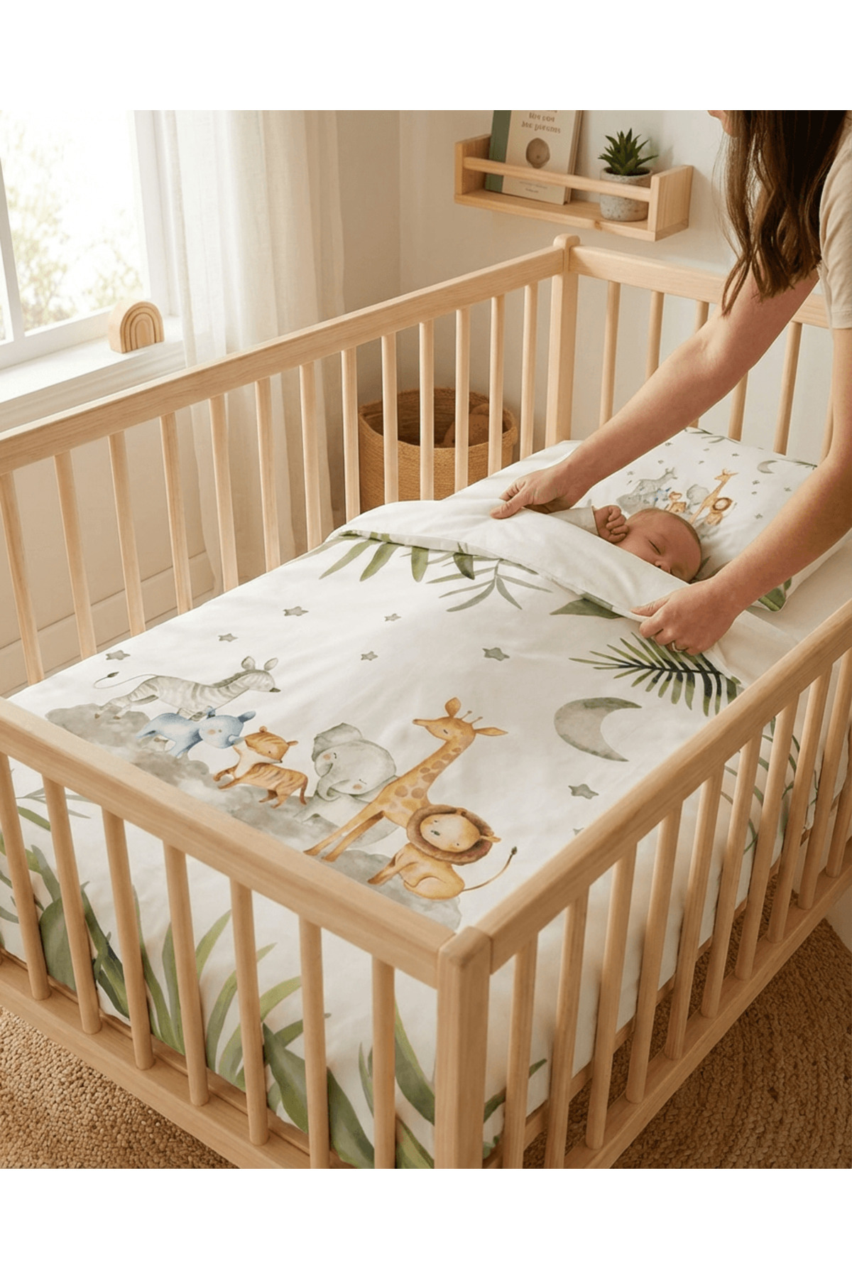Talia Home Safari Sevimli Hayvanlar Bebek Beşik Nevresim Takımı Çarşaflı Tlabn-041 fotoğrafı 5 (önizleme)