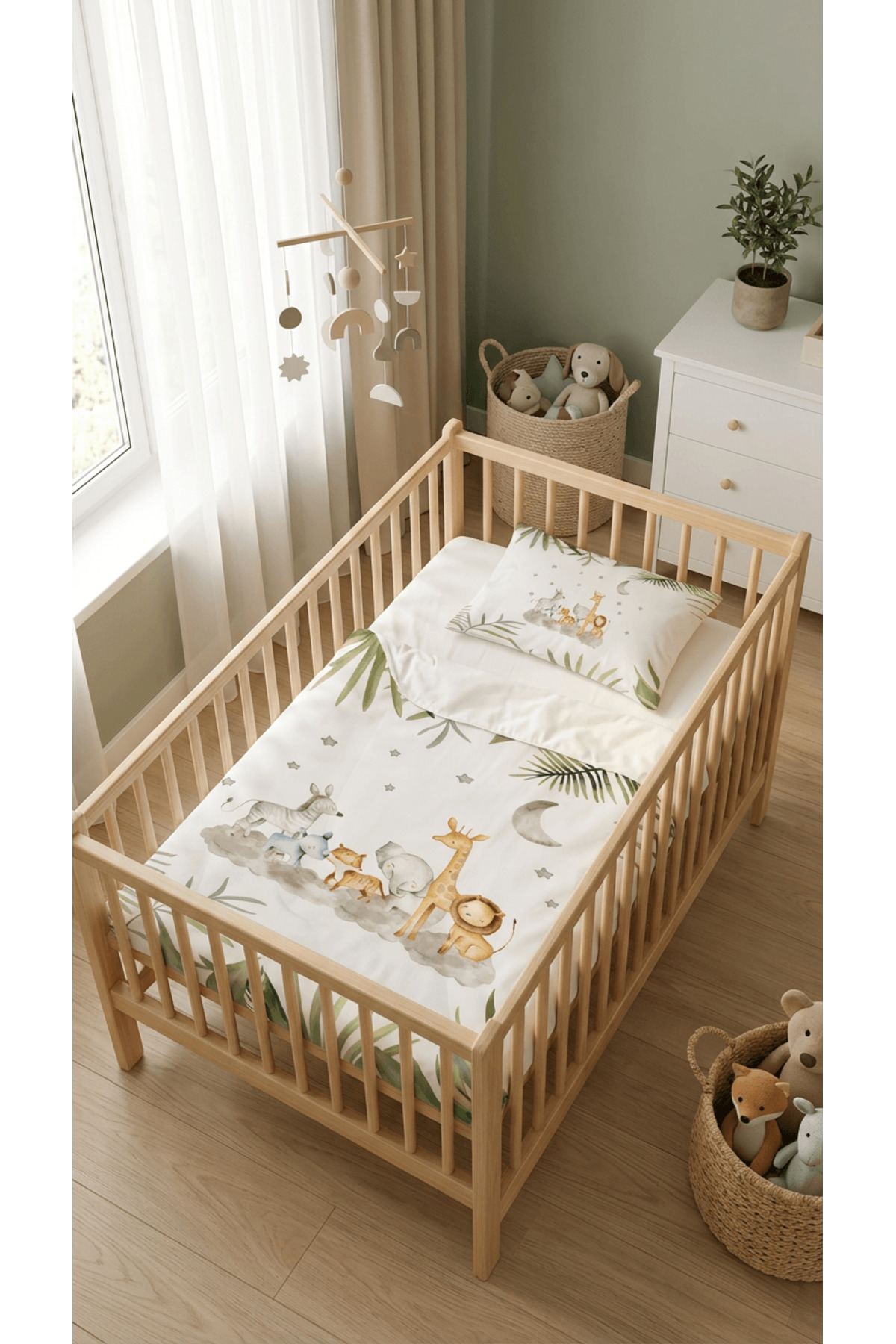 Talia Home Safari Sevimli Hayvanlar Bebek Beşik Nevresim Takımı Çarşaflı Tlabn-041 fotoğrafı 7 (önizleme)