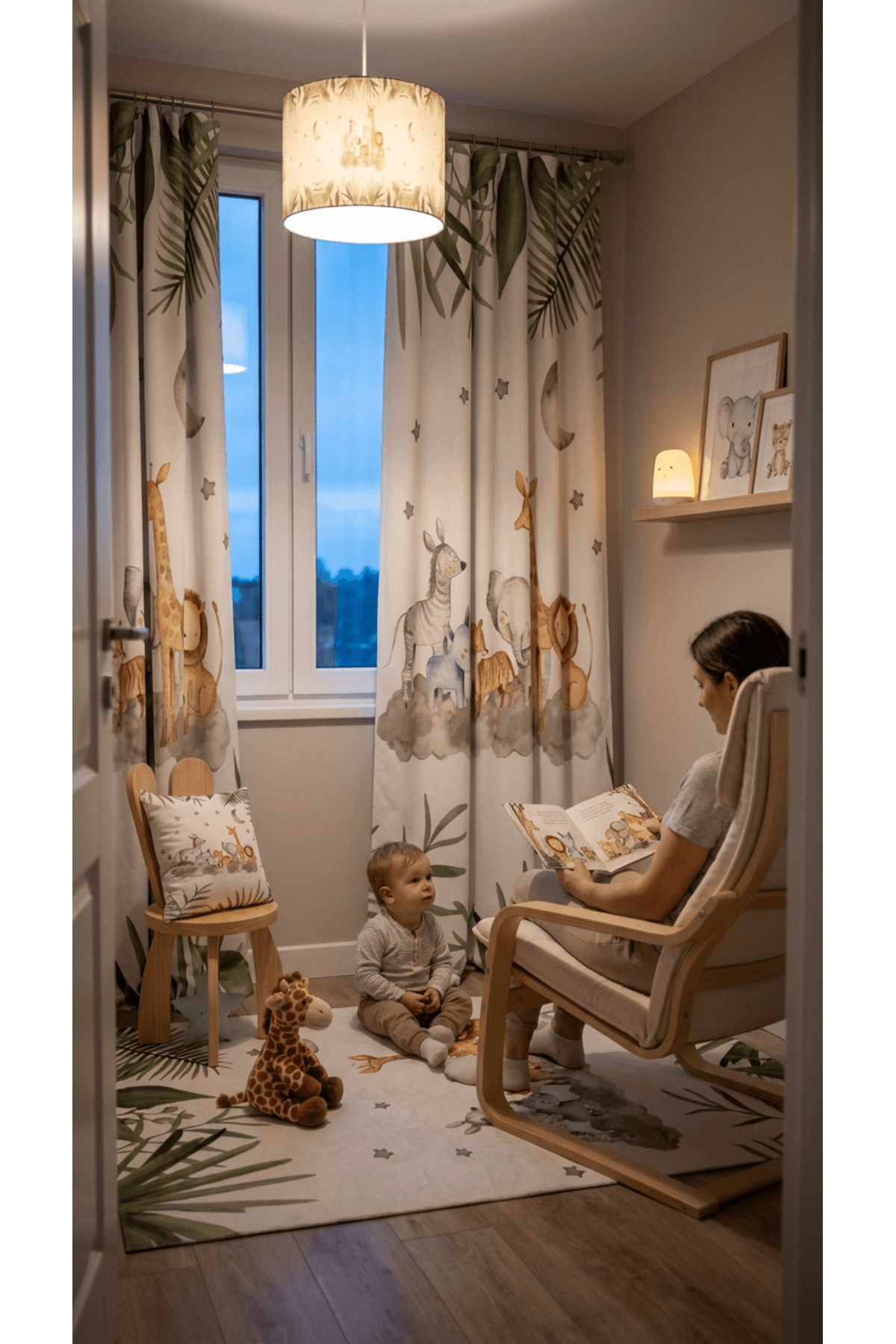 Talia Home Çocuk Odası Bebek Odası Çizgikarakter Fon Perde 2 Kanat Tla-041 fotoğrafı 4 (önizleme)