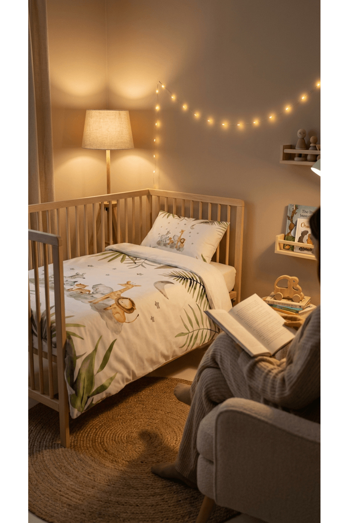 Talia Home Safari Sevimli Hayvanlar Bebek Beşik Nevresim Takımı Çarşaflı Tlabn-041 fotoğrafı 3 (önizleme)