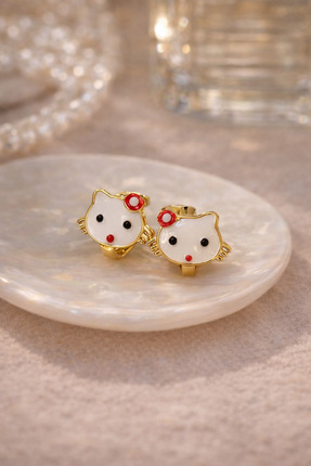 Sweet bunny Cerrahi Çelik Kuyumcu Model Hello Kitty Çocuk Küpesi