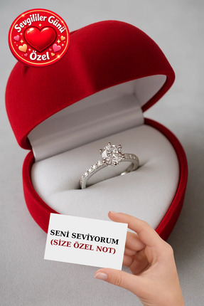 CARAT STONE Gerçek Gümüşten Şık Parıltılı Tektaş Yüzük