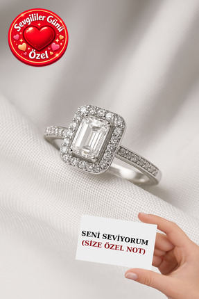 CARAT STONE Pırlanta Işıltılı Gerçek Gümüşten Kadın 1 Carat Baget Yüzük