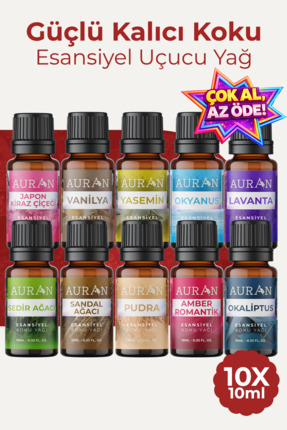 AURAN Favori 10'lu Set Esansiyel Uçucu Yağ Buhurdanlık Yağı Hava Nemlendirici...