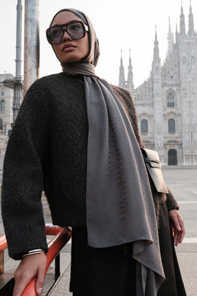 carell Luxe Desen Liora Pamuk Şal Antrasit