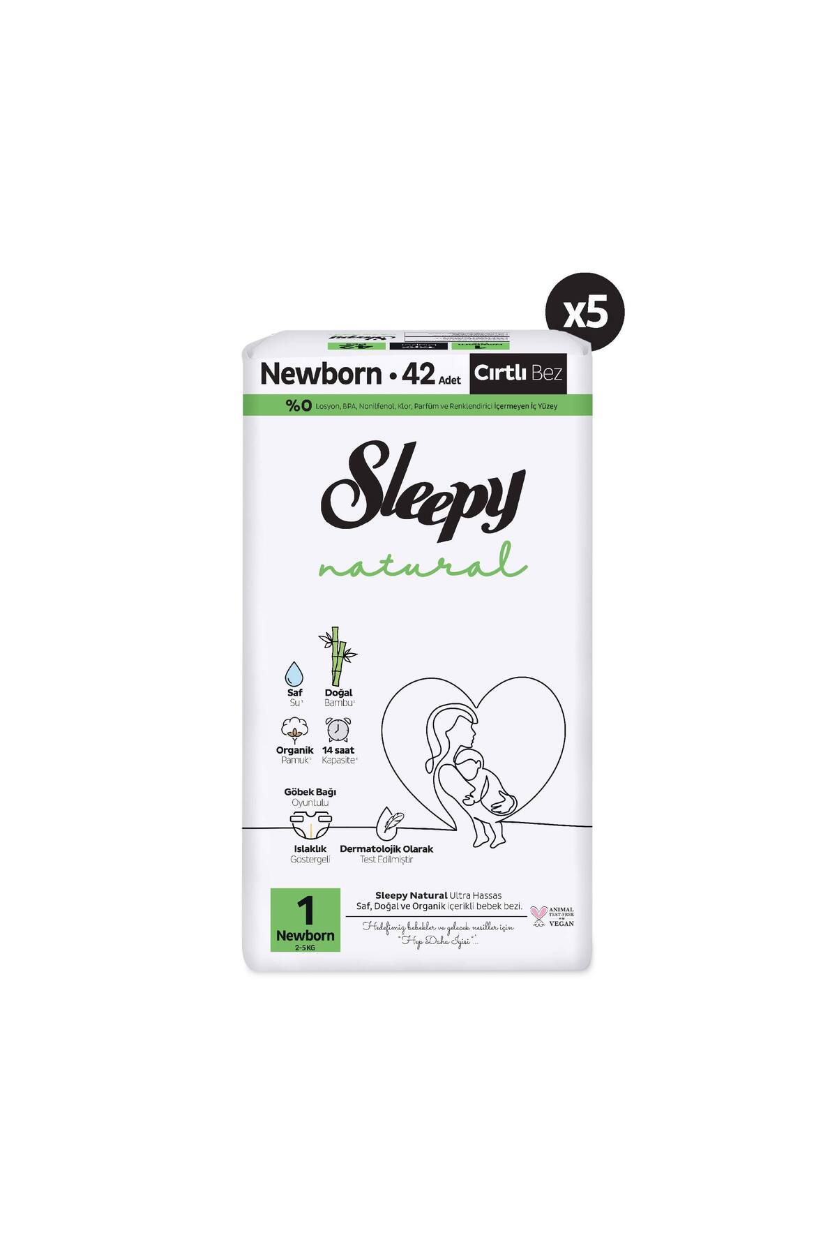 Sleepy Natural Büyük Fırsat Paketi Bebek Bezi 1 Numara Yenidoğan 210 Adet fotoğrafı 2 (önizleme)