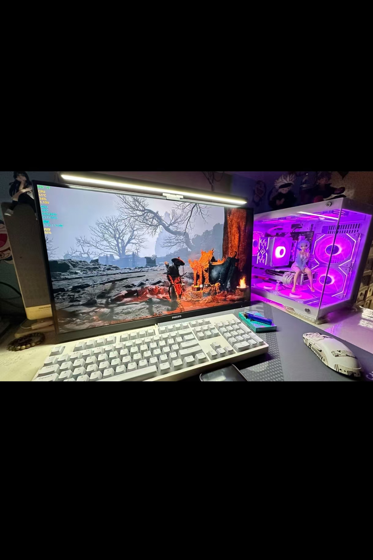 شاشة كمبيوتر بإضاءة LED مقاس 33 سم، إضاءة ثلاثية ا...