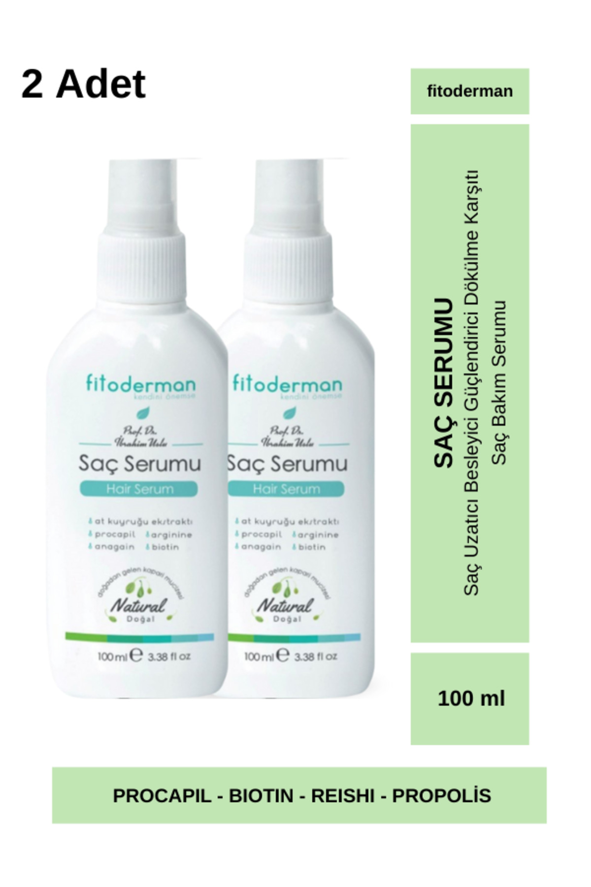 Fitoderman Saç Uzatıcı Besleyici Güçlendirici Dökülme Karşıtı Saç Bakım Serumu 100 ml X 2 Adet — M326.2