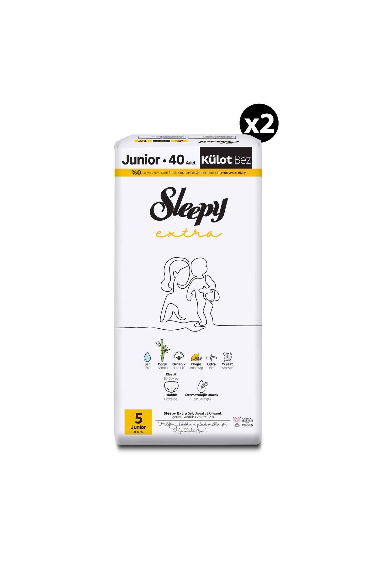 Sleepy Extra Günlük Aktivite Süper Paket Külot Bez 5 Numara Junior 80 Adet fotoğrafı 2 (önizleme)