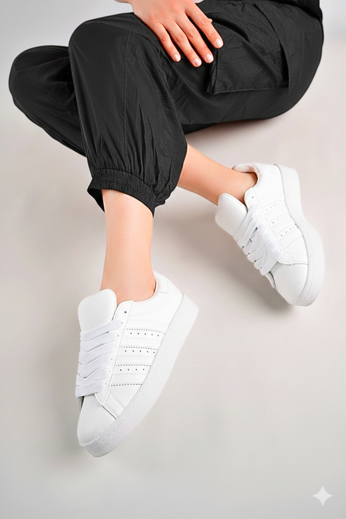 MY GROSS SHOES  Kadın Beyaz Dikişli Taban Rahat Garantili Sneaker Spor Ayakkabı - Görsel 5