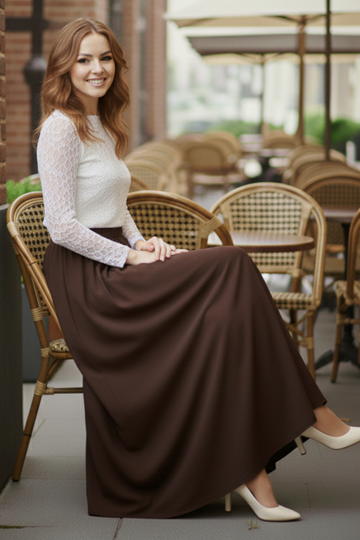 benguen  Beli Lastikli Double Etek M213 Kahverengi - Görsel 2