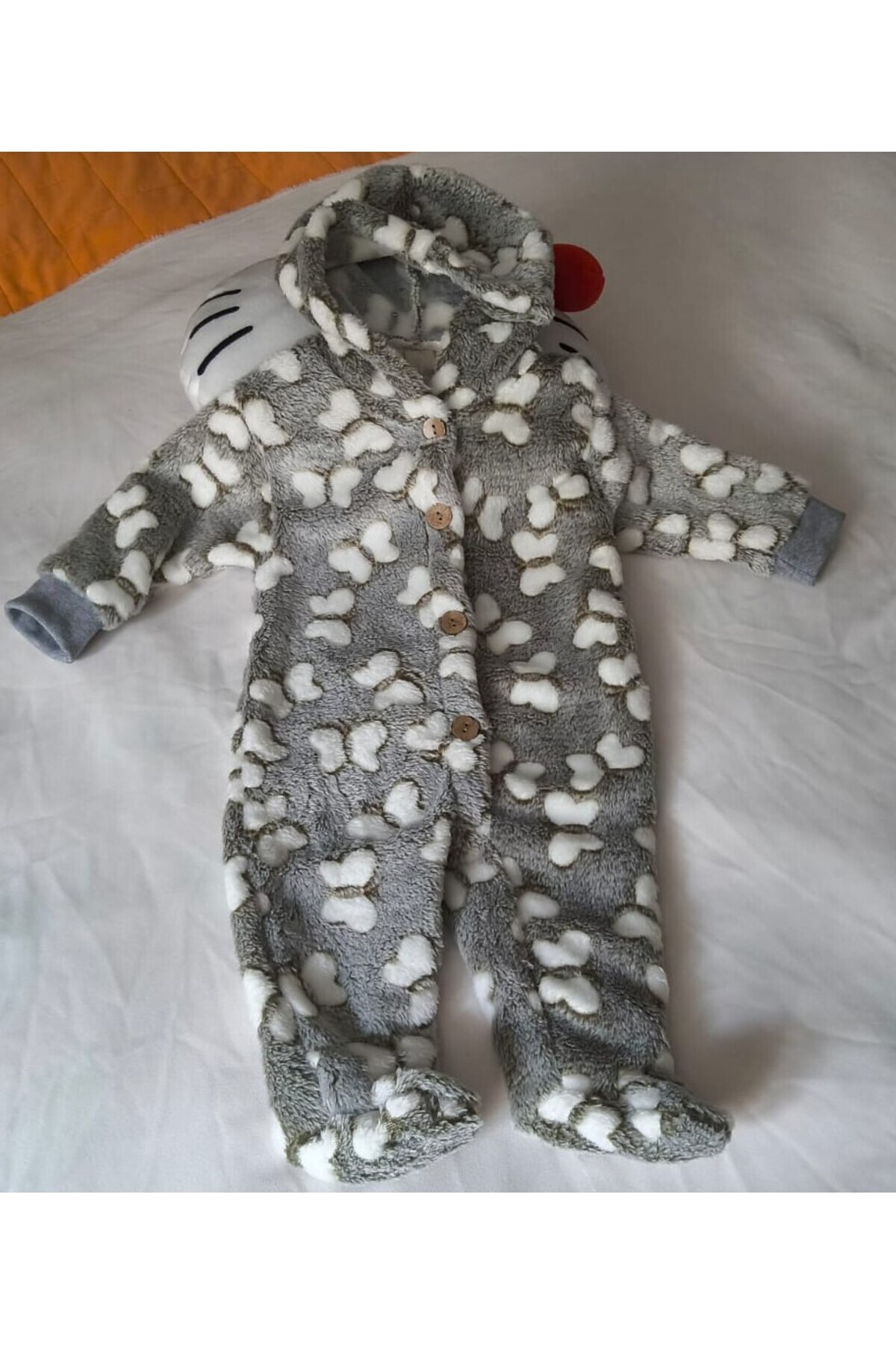 Dandini Kelebek Desenli Kapişonlu Polar Bebe Tulumu fotoğrafı 4 (önizleme)