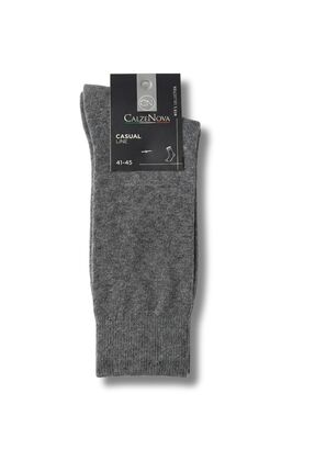 LYKOS Calzenova Erkek Gri Klasik Pamuklu Soket Çorap 3'lü Set - Sıkmayan Last...