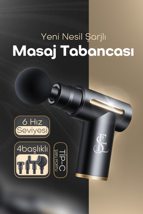 Mega Plus Yeni Nesil Şarjlı Masaj Tabancası Sporcu Masaj Aleti En Siga 4 Başl...