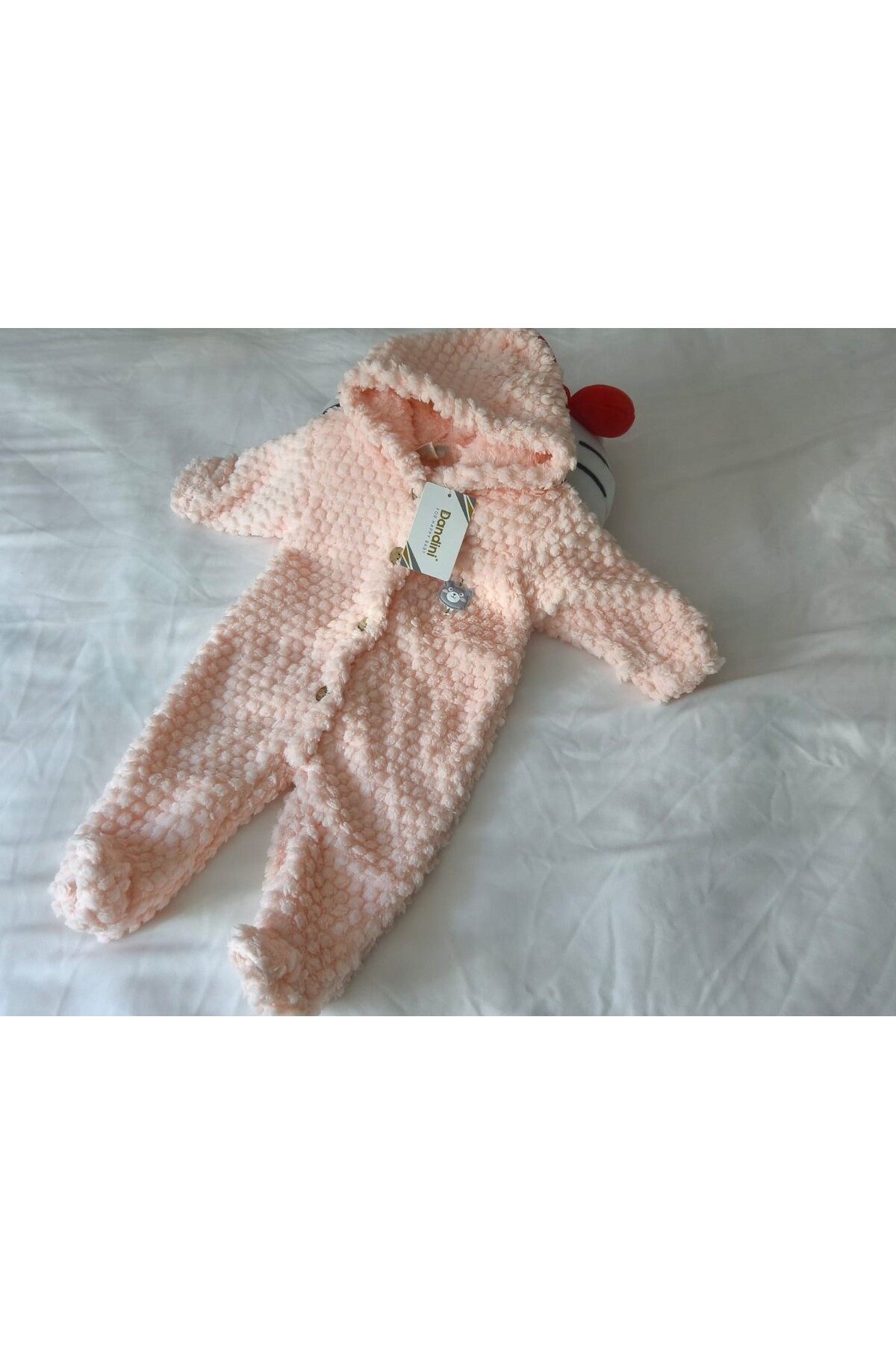 Dandini Petek Desenli Kapişonlu Polar Bebe Tulumu fotoğrafı 4 (önizleme)