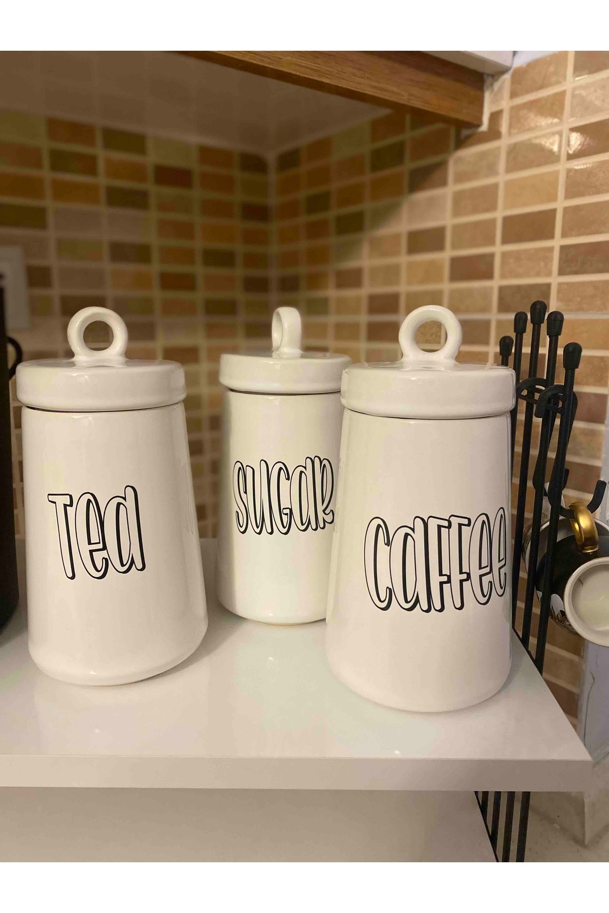 İnterlife 3lü Letter Liza Model Seramik Tea Coffee Sugar Kavanoz