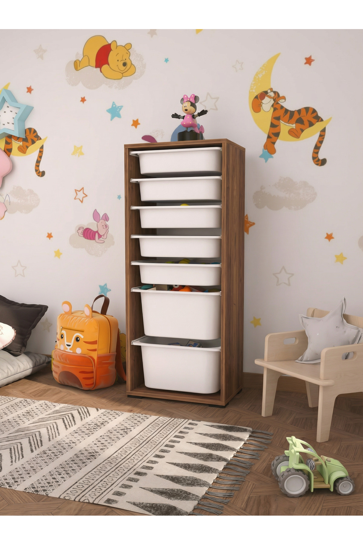 Pratico Zola 7 Sepetli Tropik Ceviz Dolap Renkli Oyuncak Dolabı fotoğrafı 4 (önizleme)