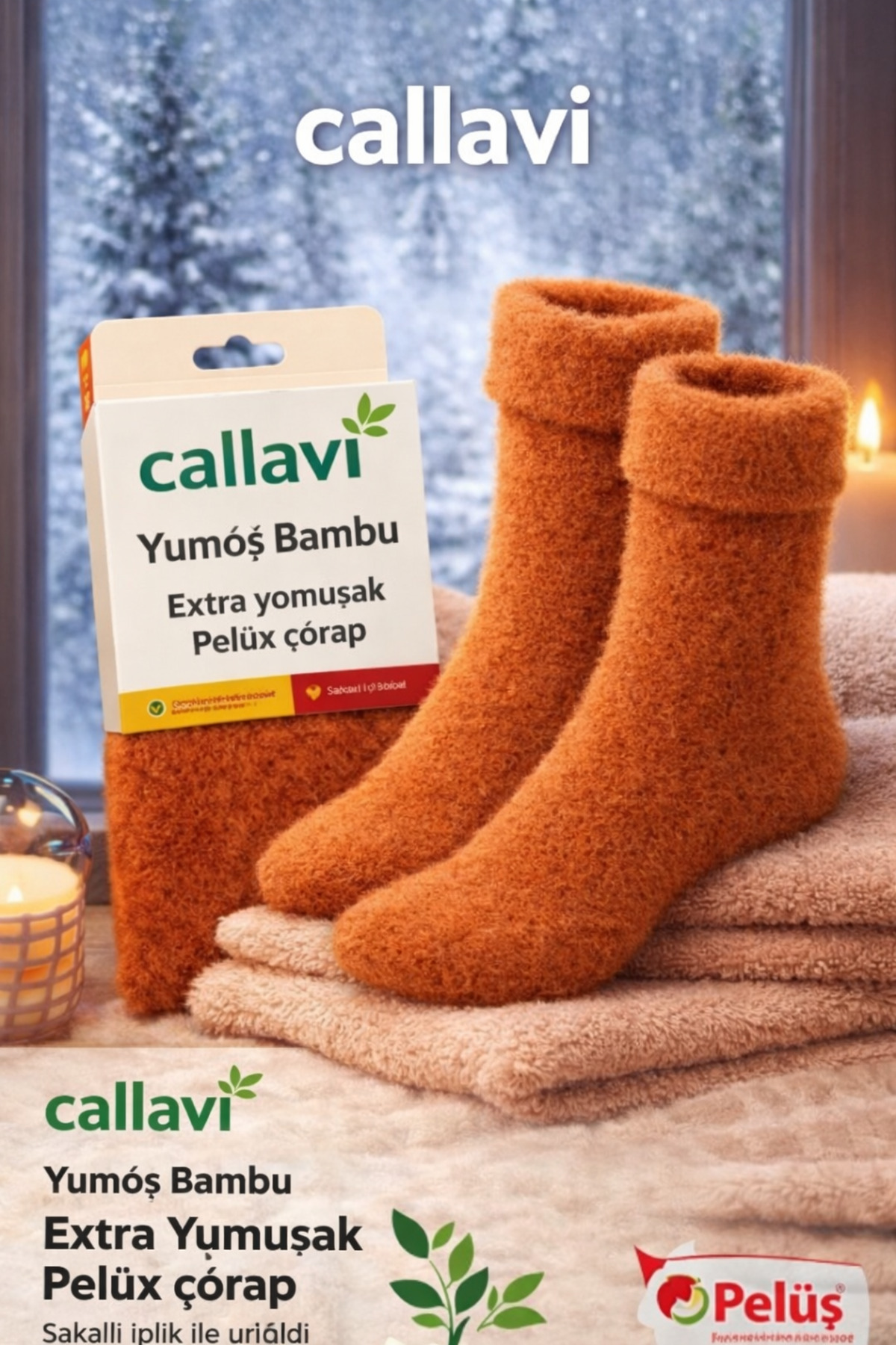 CALLAVI Bambu Thermal Kalın Kışlık Yumoş Peluş Soket Çorap 5 Çift görsel 3