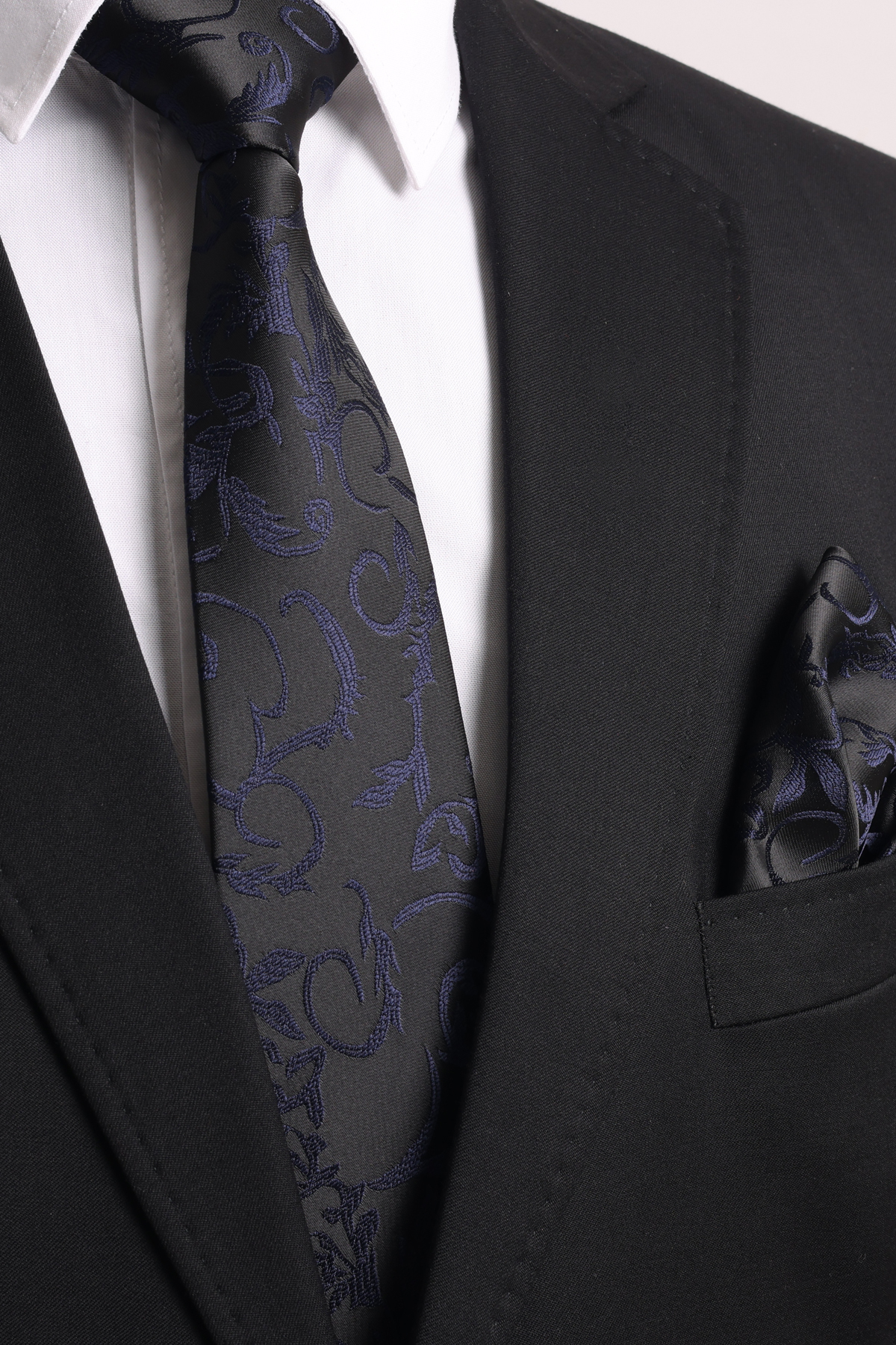  دستمال جیبی طرح‌دار 7.5 سانتی‌متری سرمه‌ای و مشکی دست‌ساز