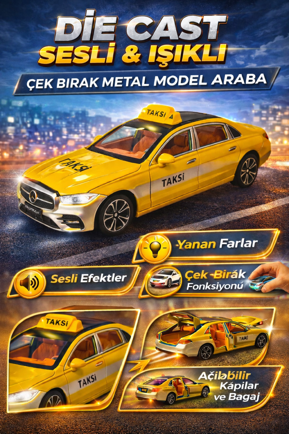 YILDIRIM OYUNCAK Sesli Işıklı Çek Bırak 23 cm Metal Kasa