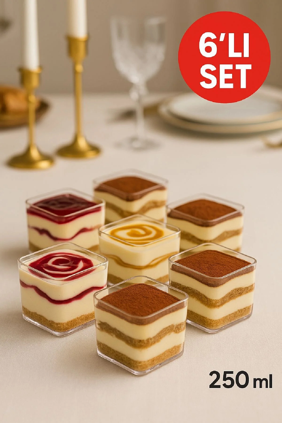 Plastic Square Dessert Bowl with Lid 250 cc