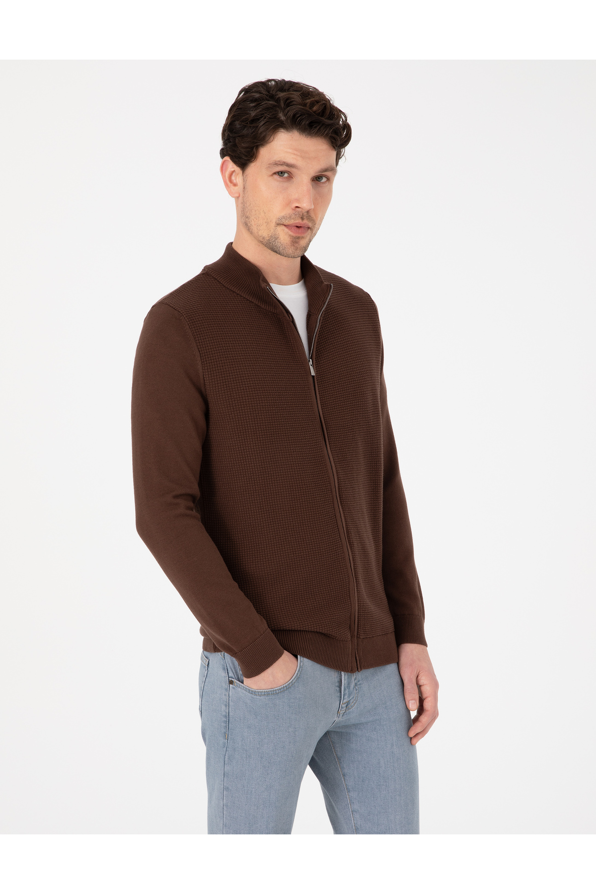 ژاکت کشی مردانه راسته آستین بلند | پیر کاردین Pierre Cardin 50317341 - تصویر 3