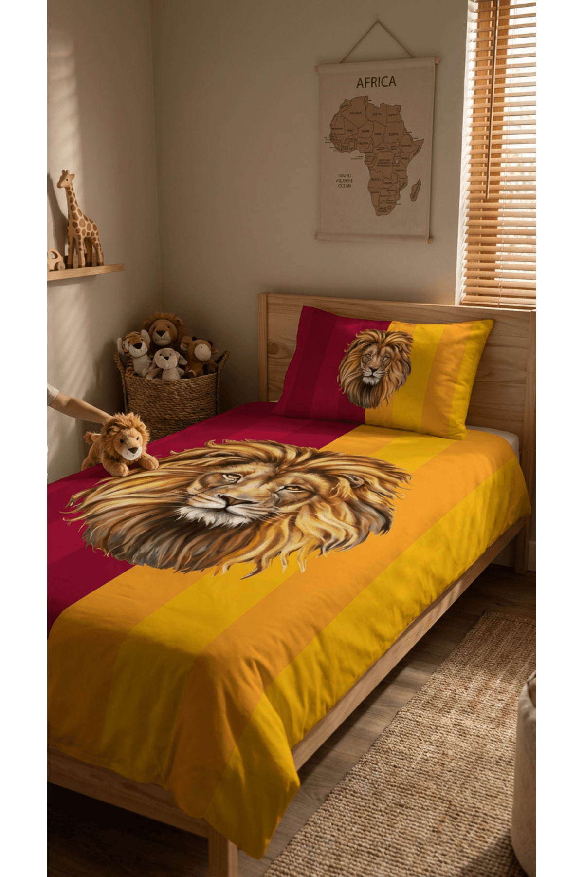 Talia Home Sarı Kırmızı Aslan Temalı Çocuk ve Genç Nevresim Takımı TLAN-318 fotoğrafı 2 (önizleme)