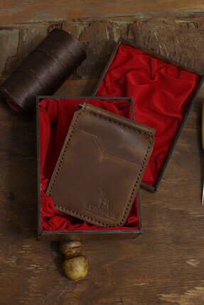 AKRONİUM LEATHER Hakiki Deri El İşçiliği Maşalı Cüzdan