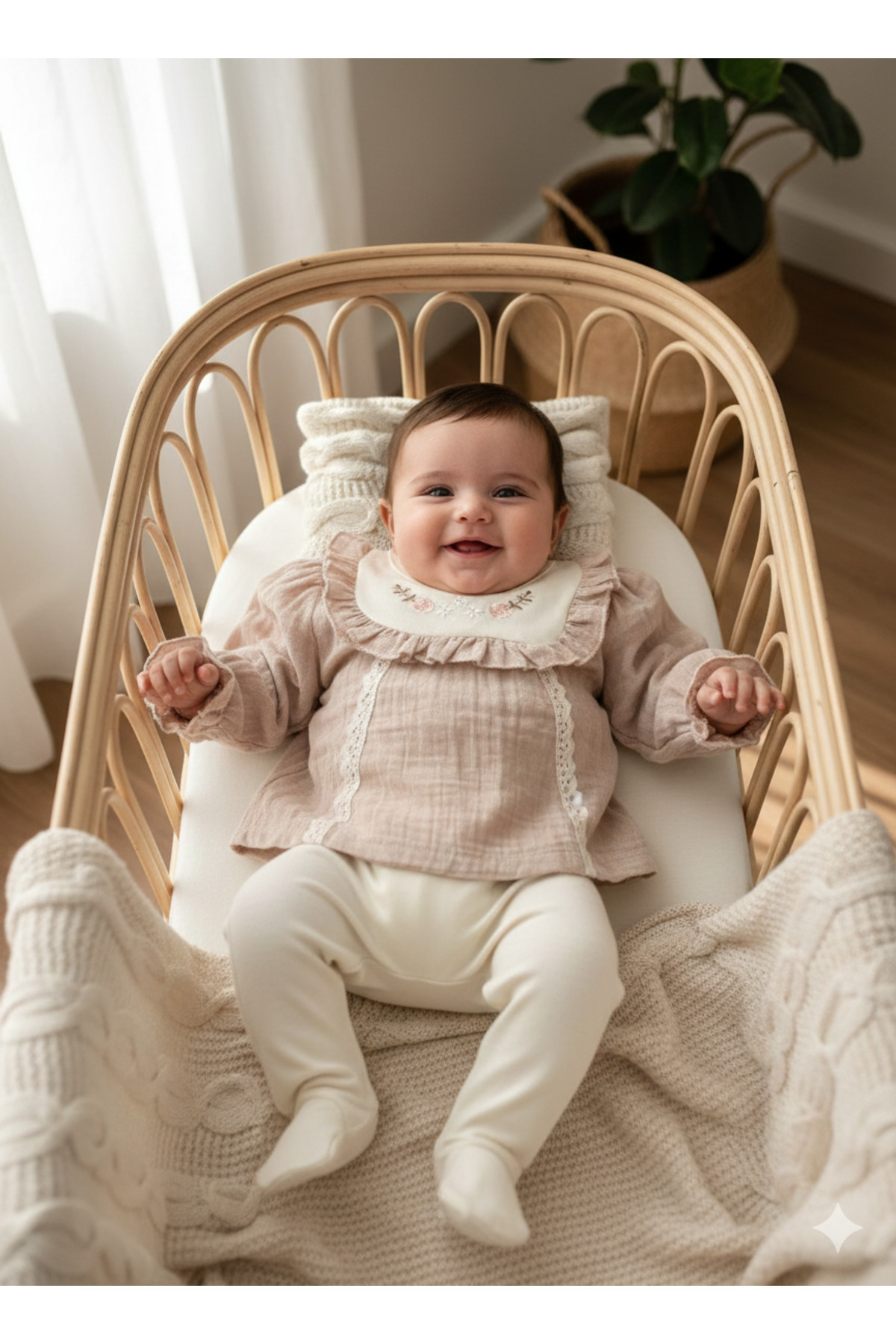 Gökçe Bebe Kız Bebek %100 Pamuk Müslin Kumaş Nakışlı 10'lu Set Yenidoğan Hastane Çıkışı Kutulu (0-3 Ay) fotoğrafı 2 (önizleme)