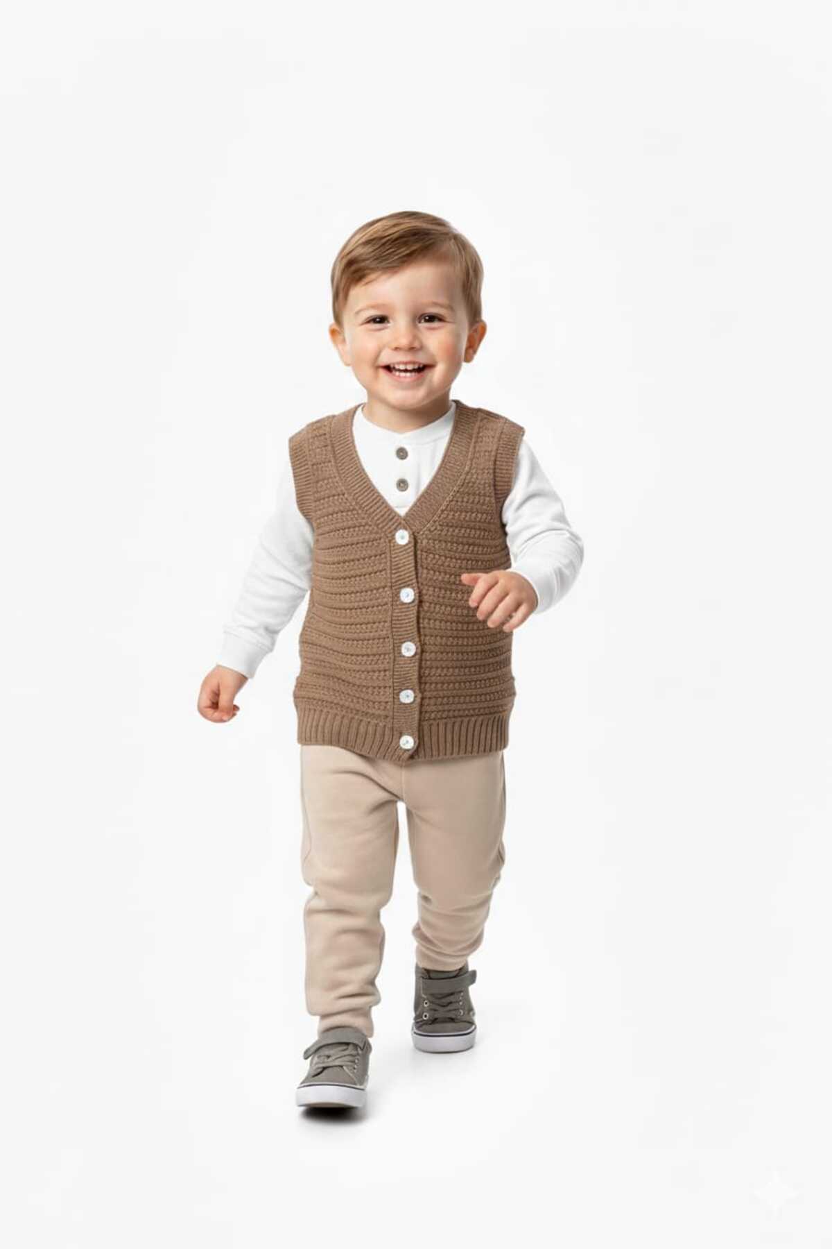 Mamman's 2'li Örme Triko Yelek, Düğmeli Erkek Bebek- Çocuk Kışlık Yelek Seti fotoğrafı 2 (önizleme)