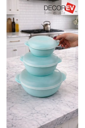 Decorev Kapaklı Çok Amaçlı Saklama Kabı Seti – Mikrodalga ve Buzlukta Kullanı...
