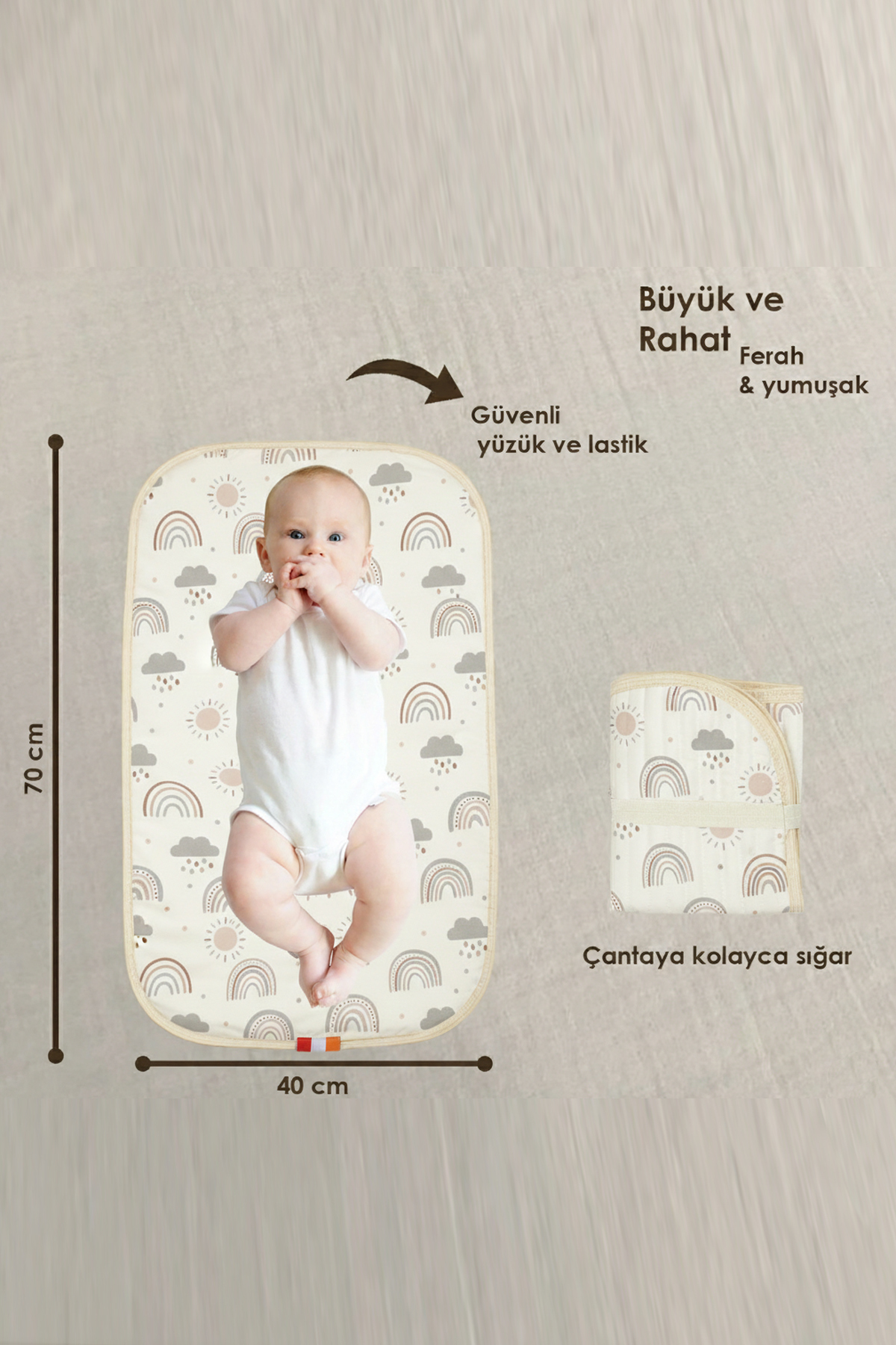 Modakids Su Geçirmez Alt Açma Minderi Bakım Pedi Örtüsü Bebek Bezi Değiştirme Matı fotoğrafı 3 (önizleme)