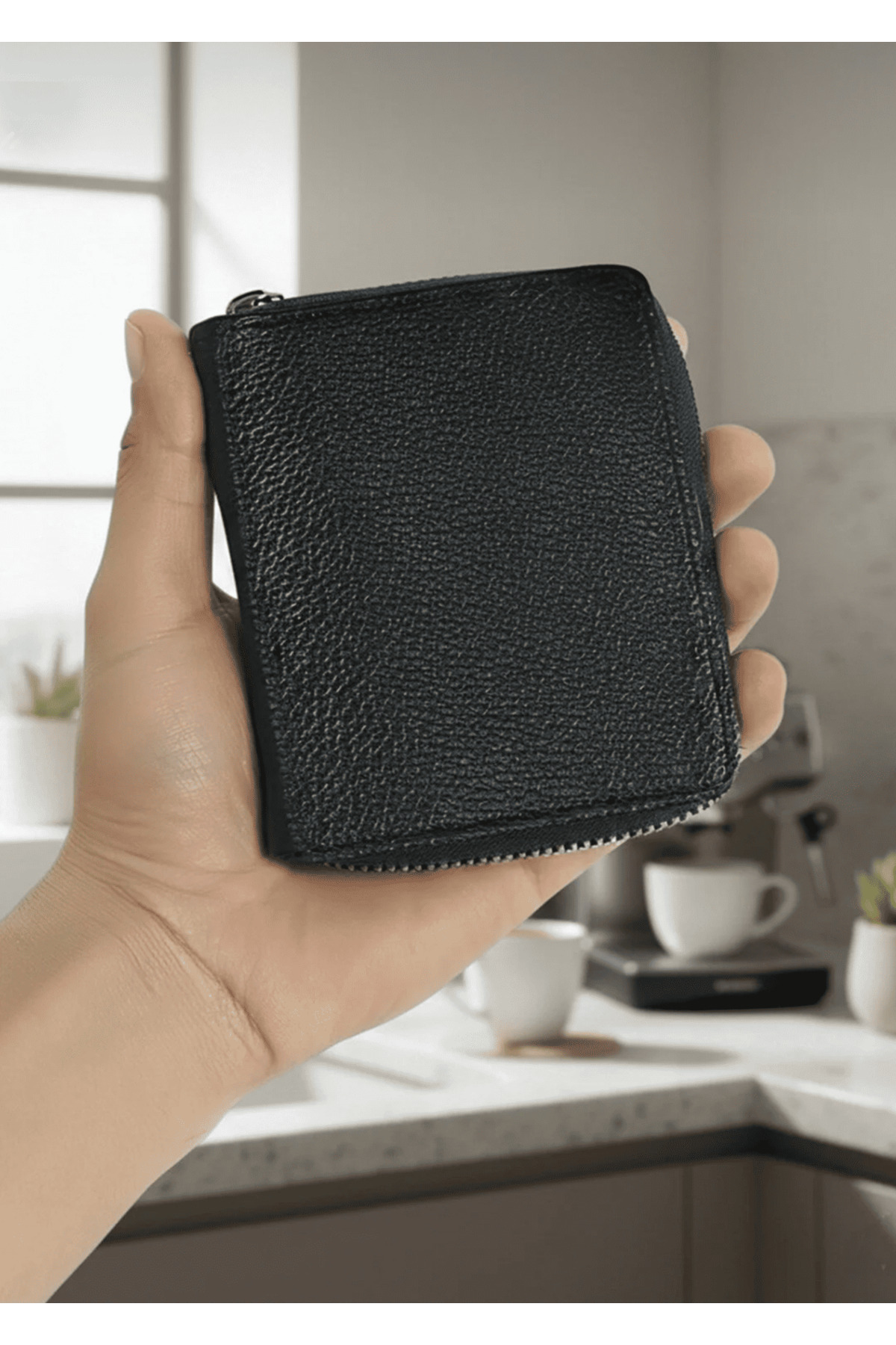 Duke Nickle Erkek Siyah Vegan Deri Para Bölmeli Fermuarlı Cüzdan & Kartlık, Şık Ve Kullanışlı Tasarım
