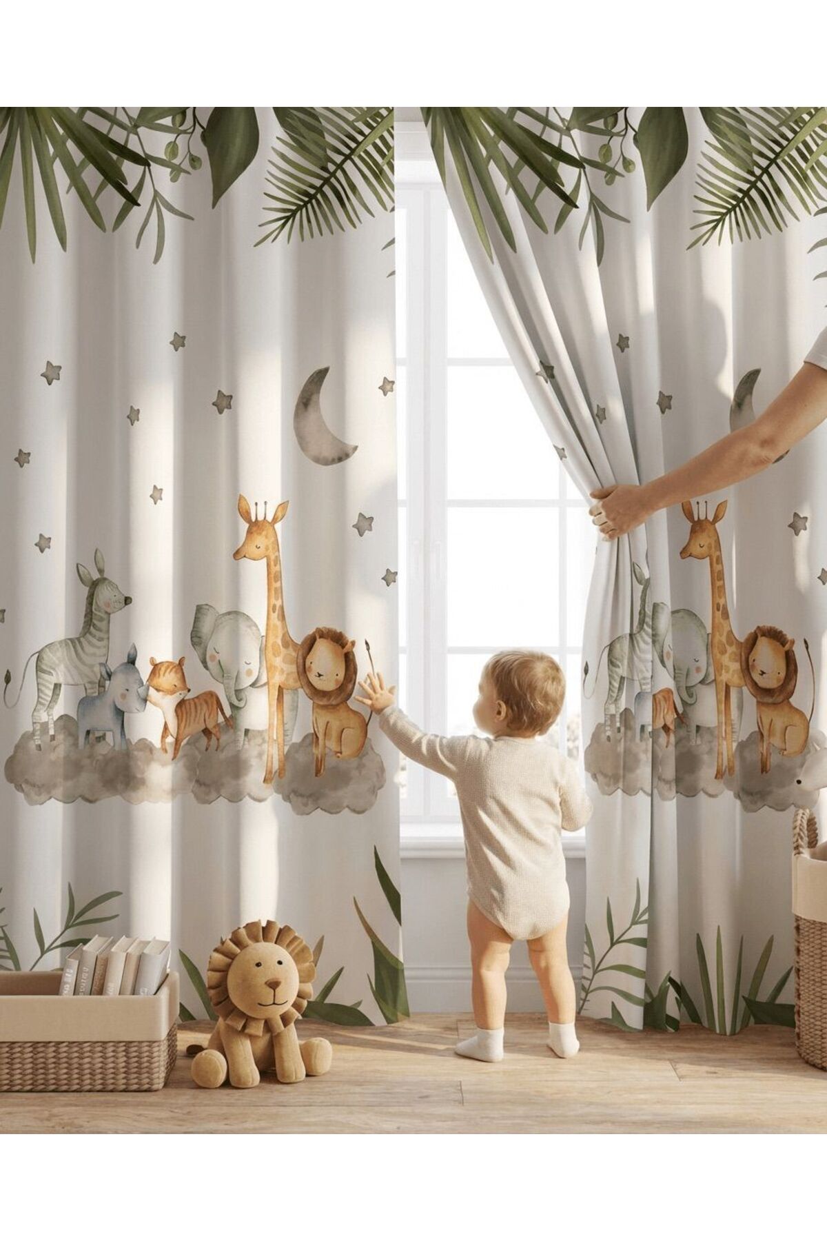 Talia Home Çocuk Odası Bebek Odası Çizgikarakter Fon Perde 2 Kanat Tla-041 fotoğrafı 6 (önizleme)