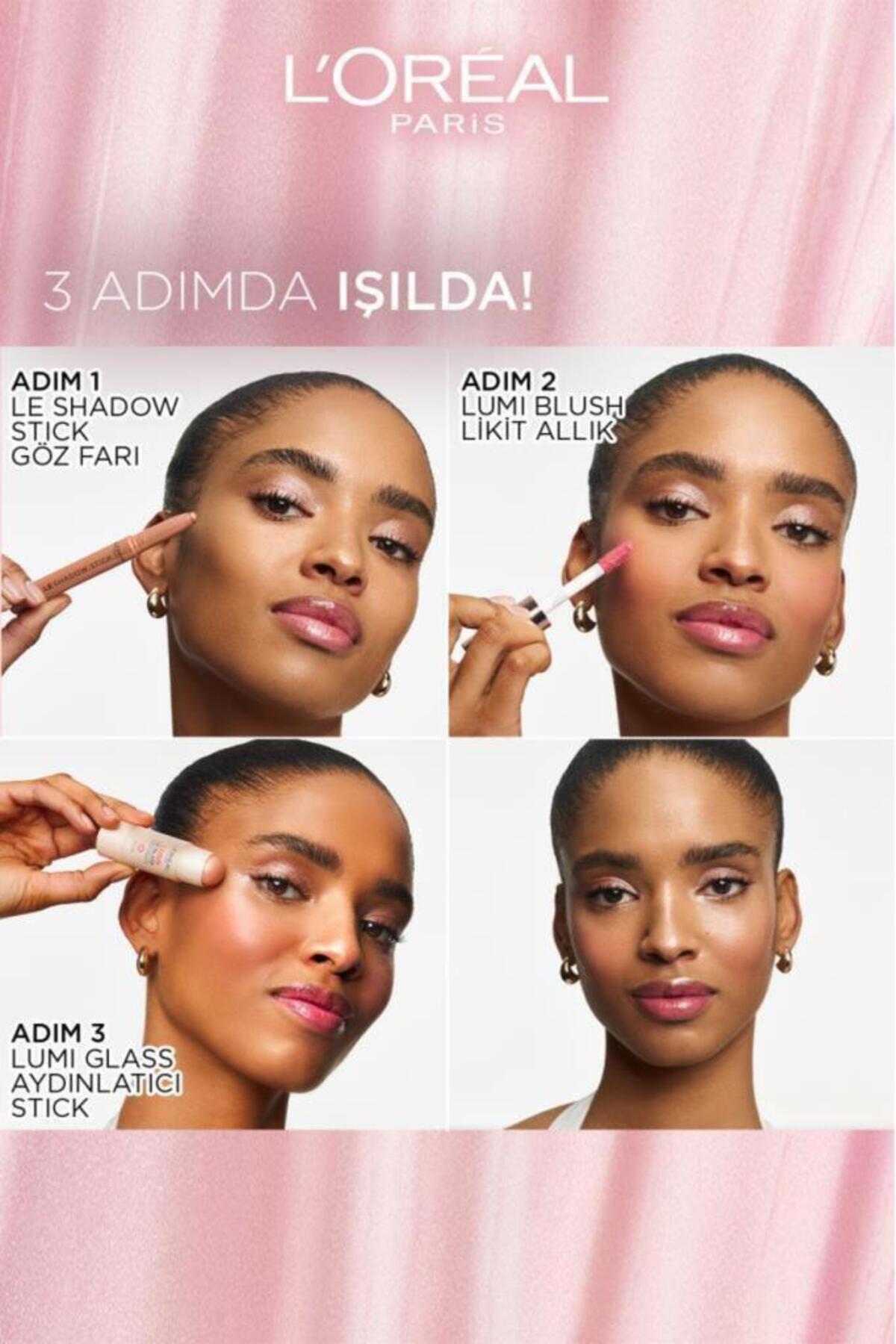 Parisian Glow Makyaj Seti Le Shadow Stick Göz Farı + Lumi Blush Allık 630+Lumi Glass Highlighter 610 — قرمز PKTGLOWMKYJSET — تصویر 8 از 8
