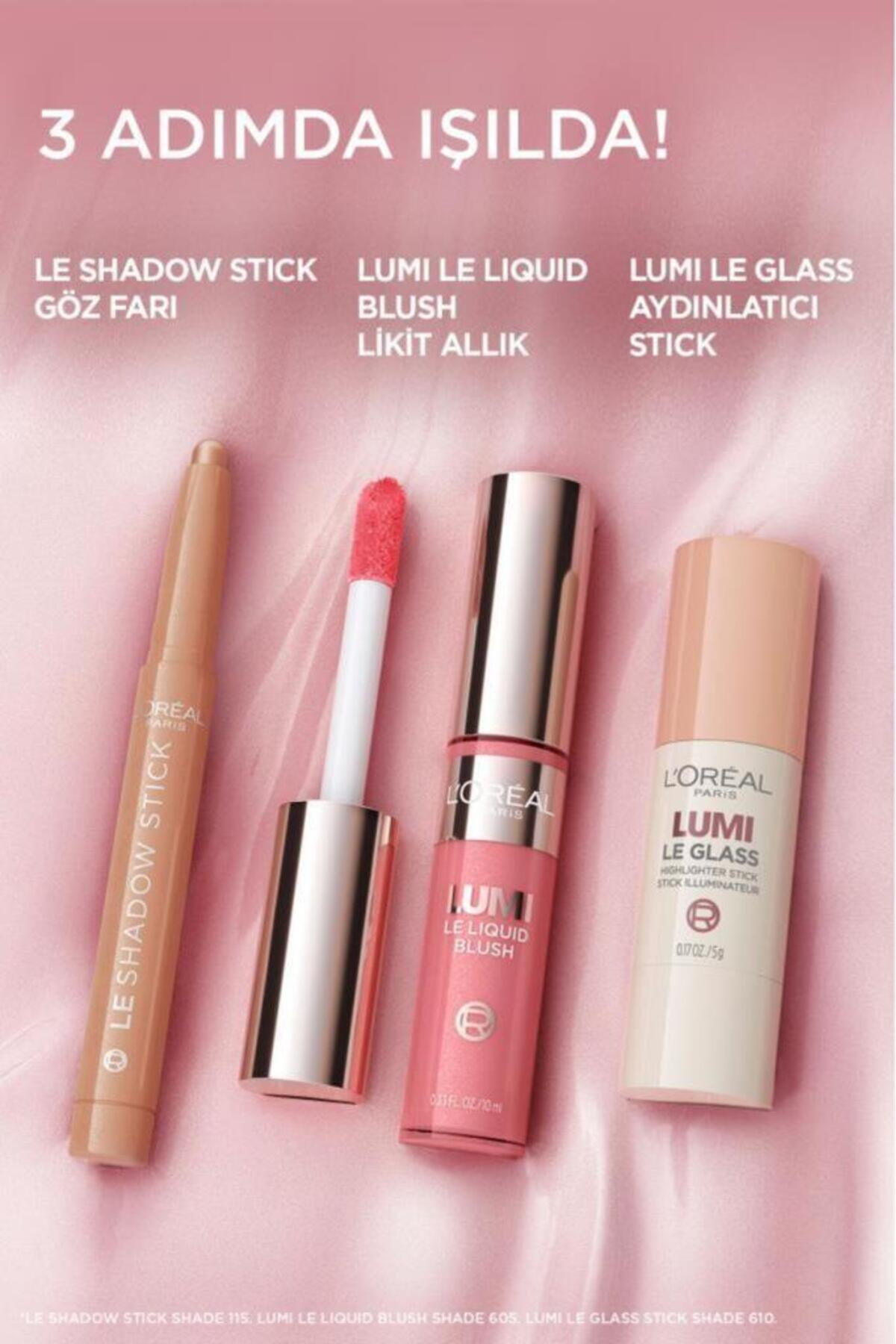 Parisian Glow Makyaj Seti Le Shadow Stick Göz Farı + Lumi Blush Allık 630+Lumi Glass Highlighter 610 — قرمز PKTGLOWMKYJSET — تصویر 3 از 8