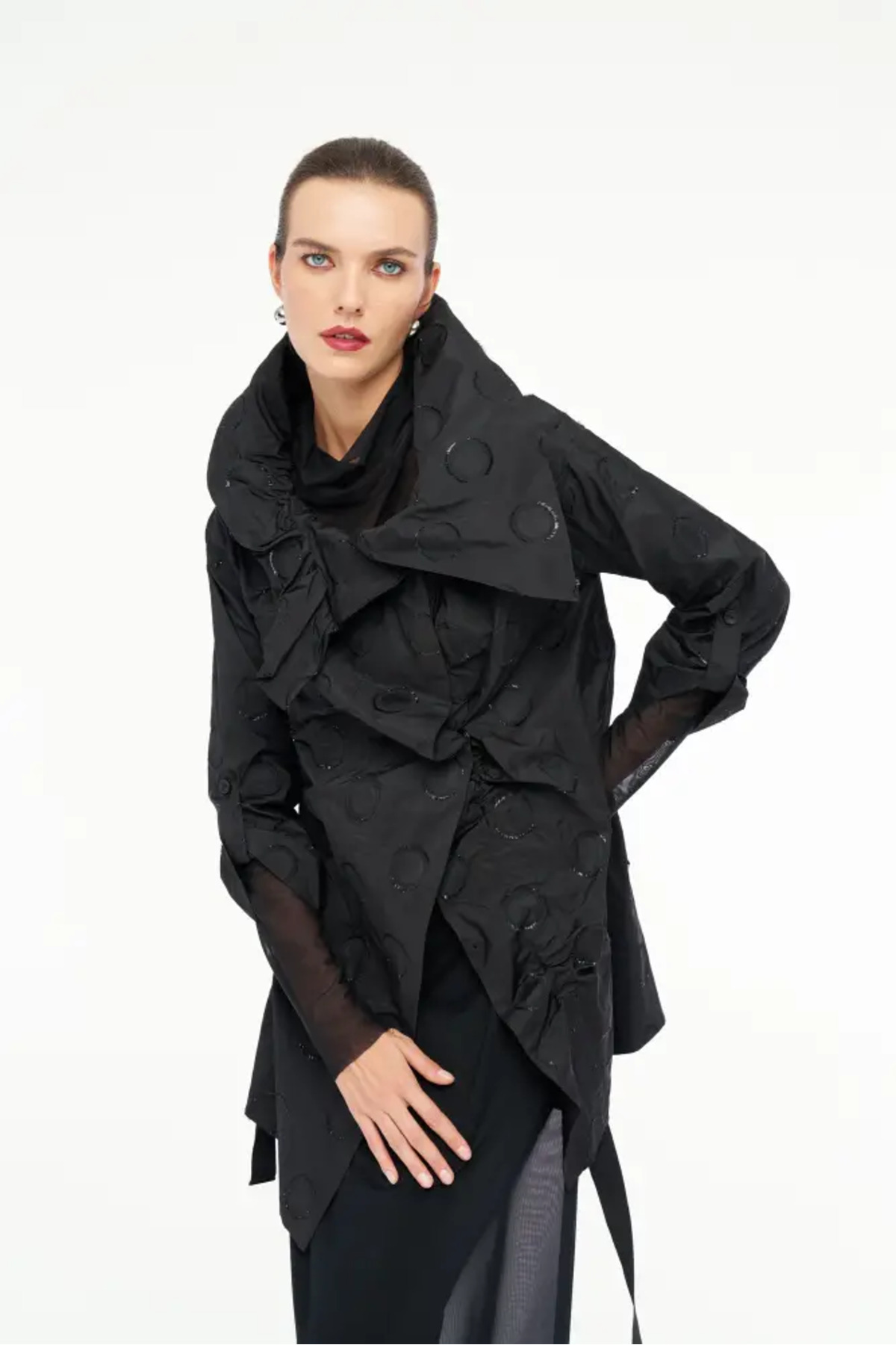 BİZE  Yuvarlak Desenli Yelek - Siyah - Görsel 5