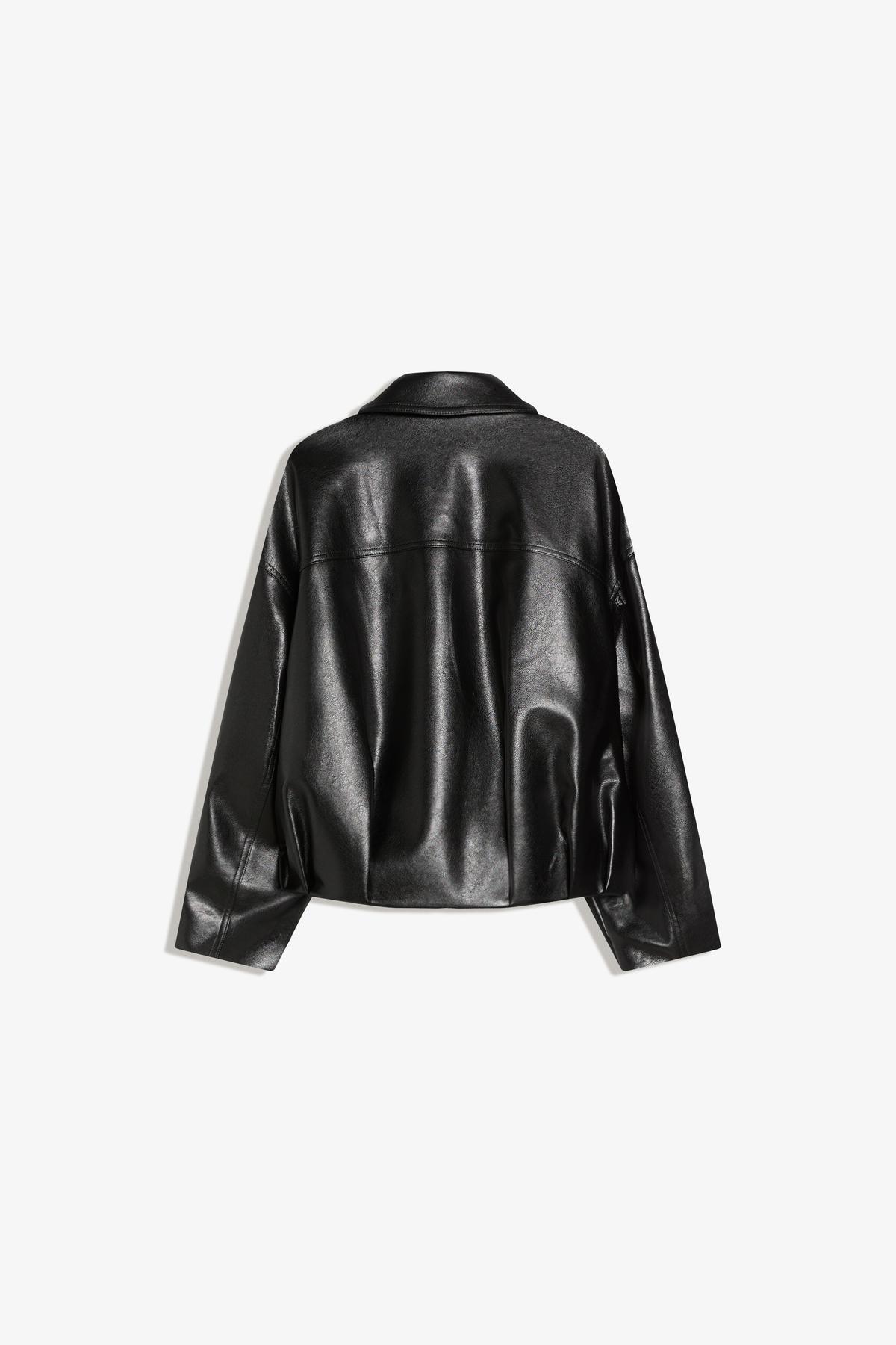 Bershka  Kemerli suni deri bomber ceket - Görsel 6