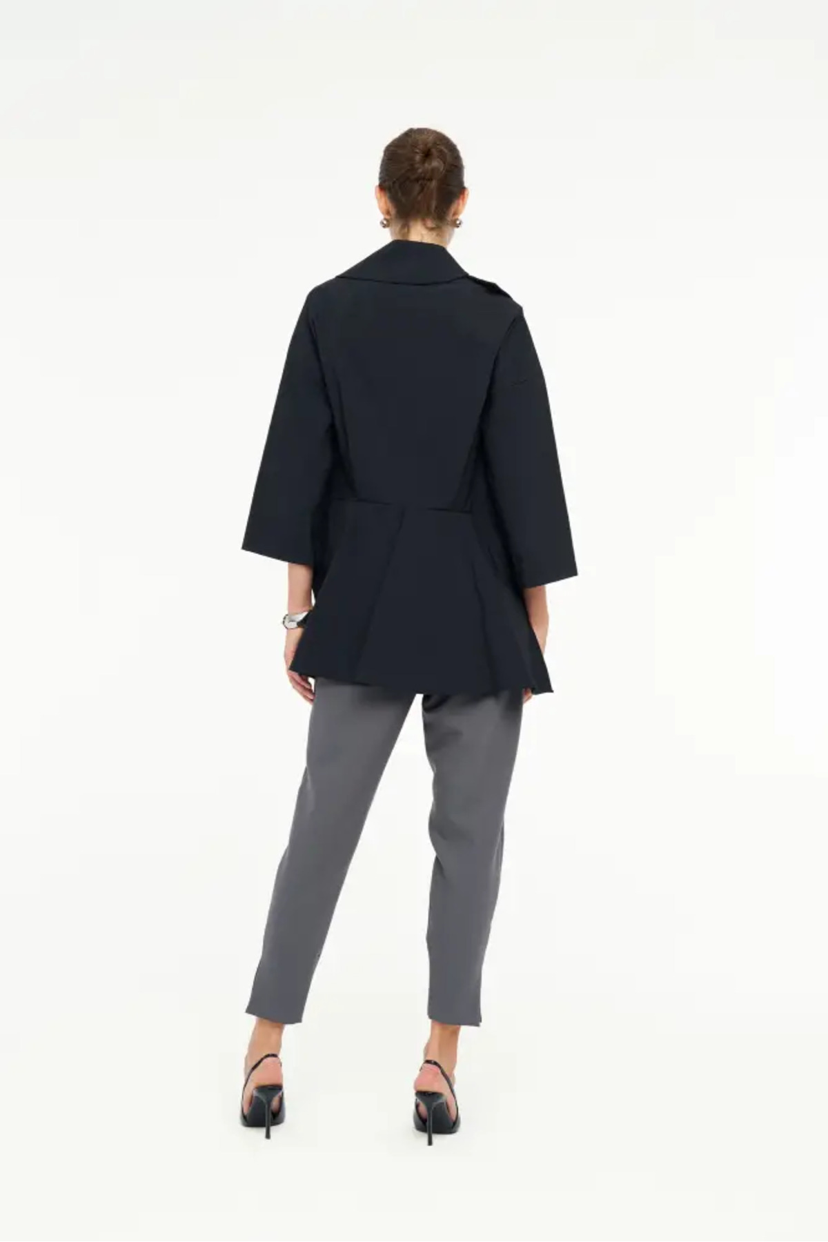 BİZE  Siyah Kruvaze Asimetrik Form Kadın Ceket - Vitgo - Görsel 6