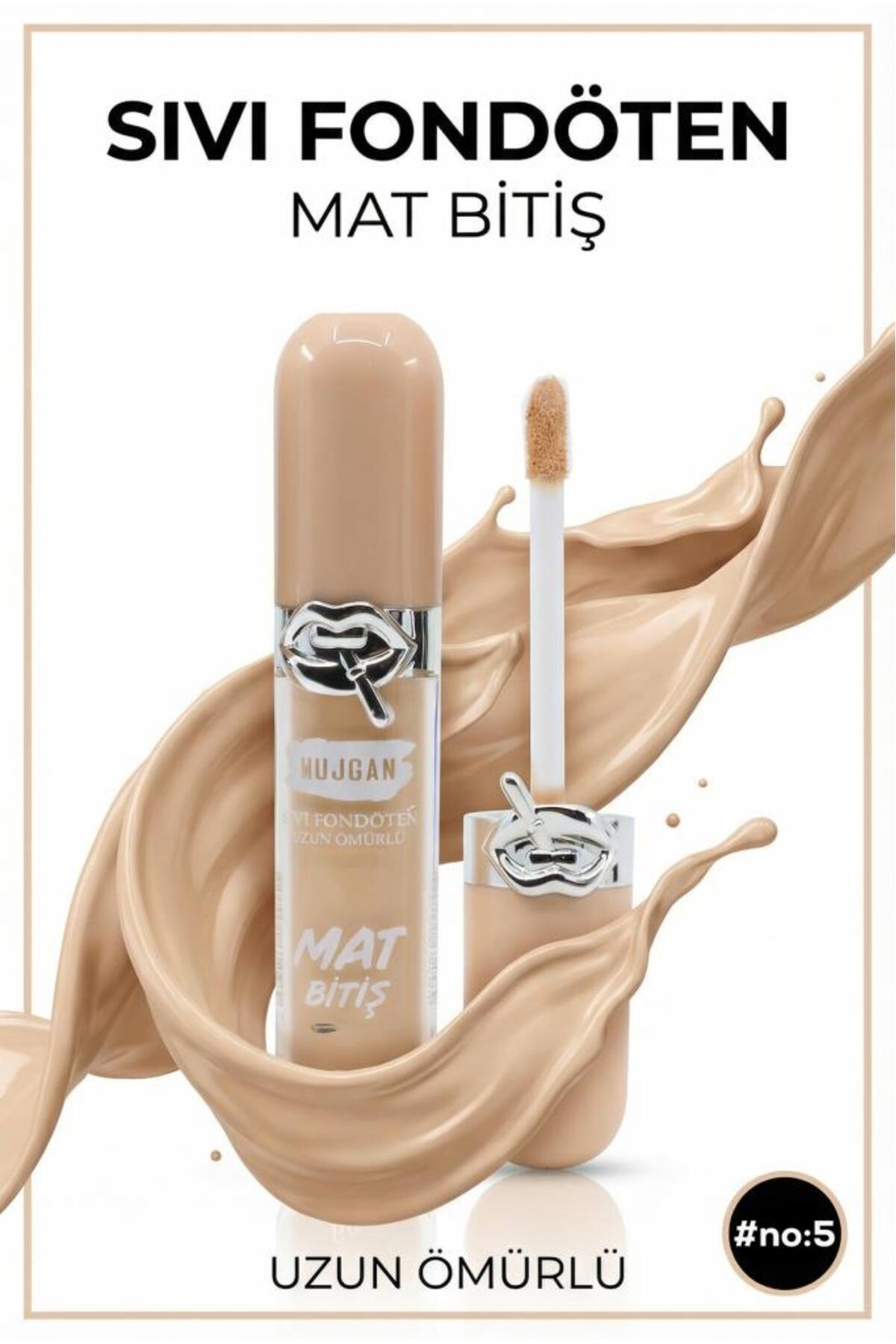 MUJGAN Oval Şekilli Mat Bitişli Sıvı Fondöten NO:5