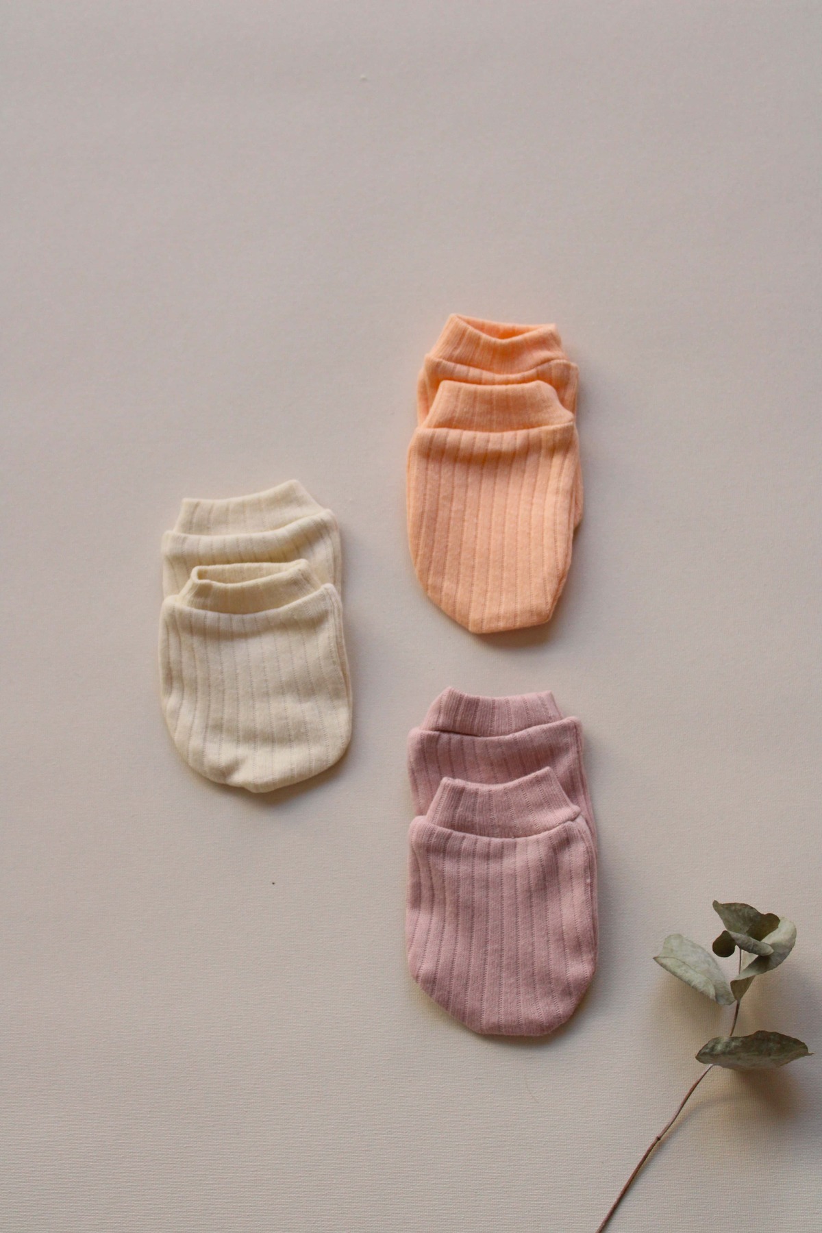 OhlalaKoala 3lü Lila-turuncu-krem Yenidoğan Eldiven Set fotoğrafı 3 (önizleme)