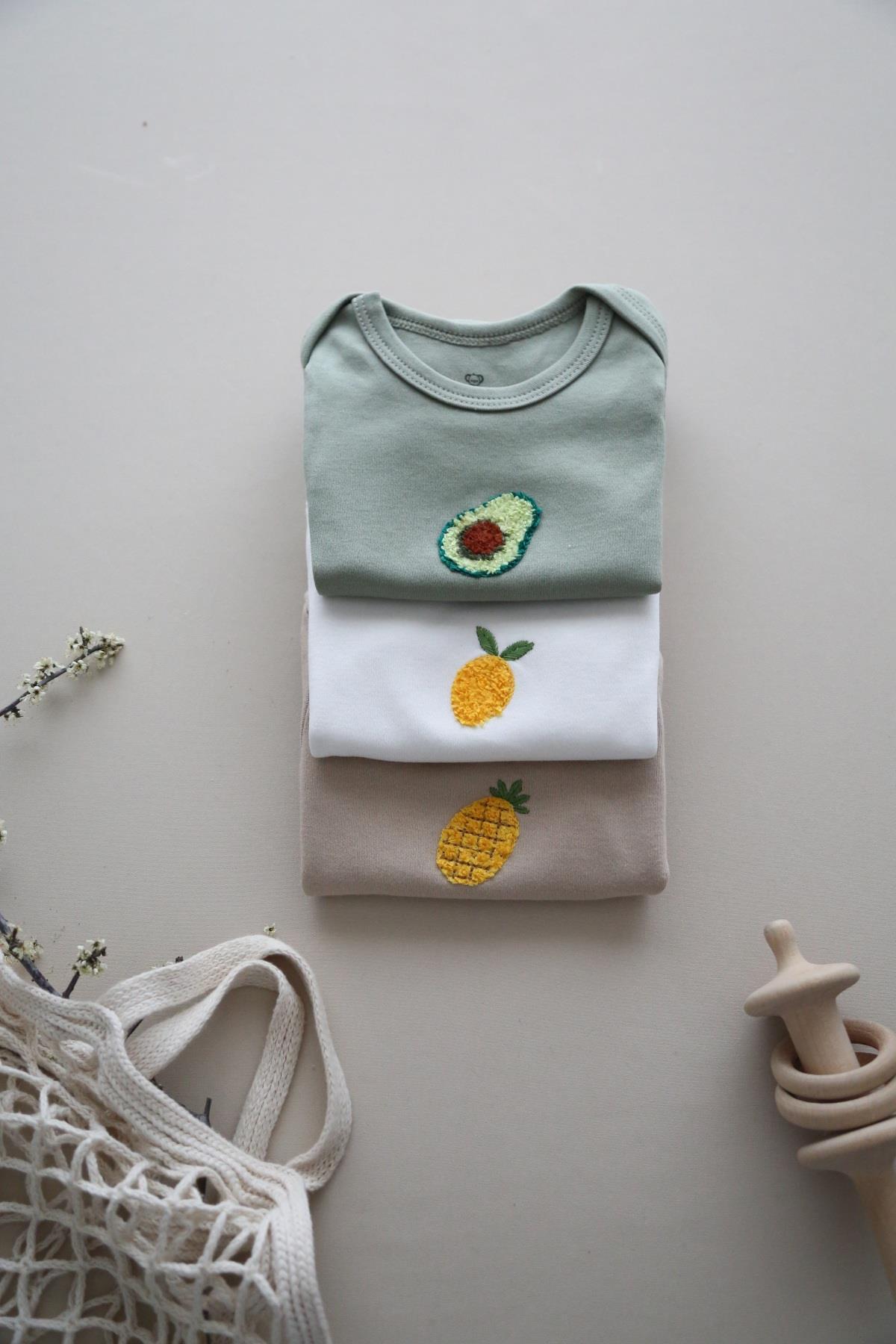 OhlalaKoala 3lü Nakışlı Çıtçıtlı Kısa Kollu Body Zıbın Model 3 fotoğrafı 2 (önizleme)