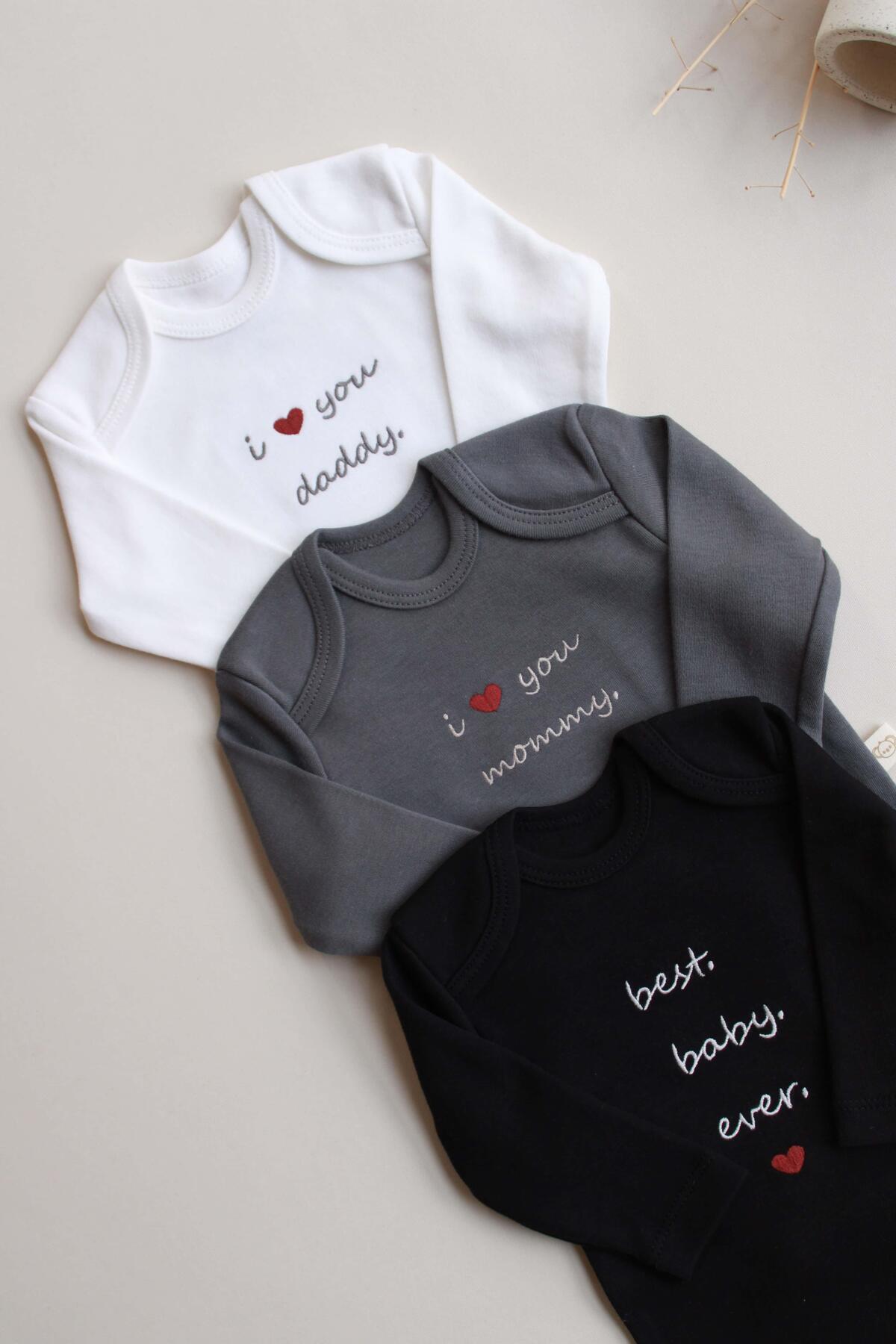 OhlalaKoala 3lü Nakışlı Çıt Çıtlı Uzun Kollu Body Zıbın Set Model 7 fotoğrafı 7 (önizleme)