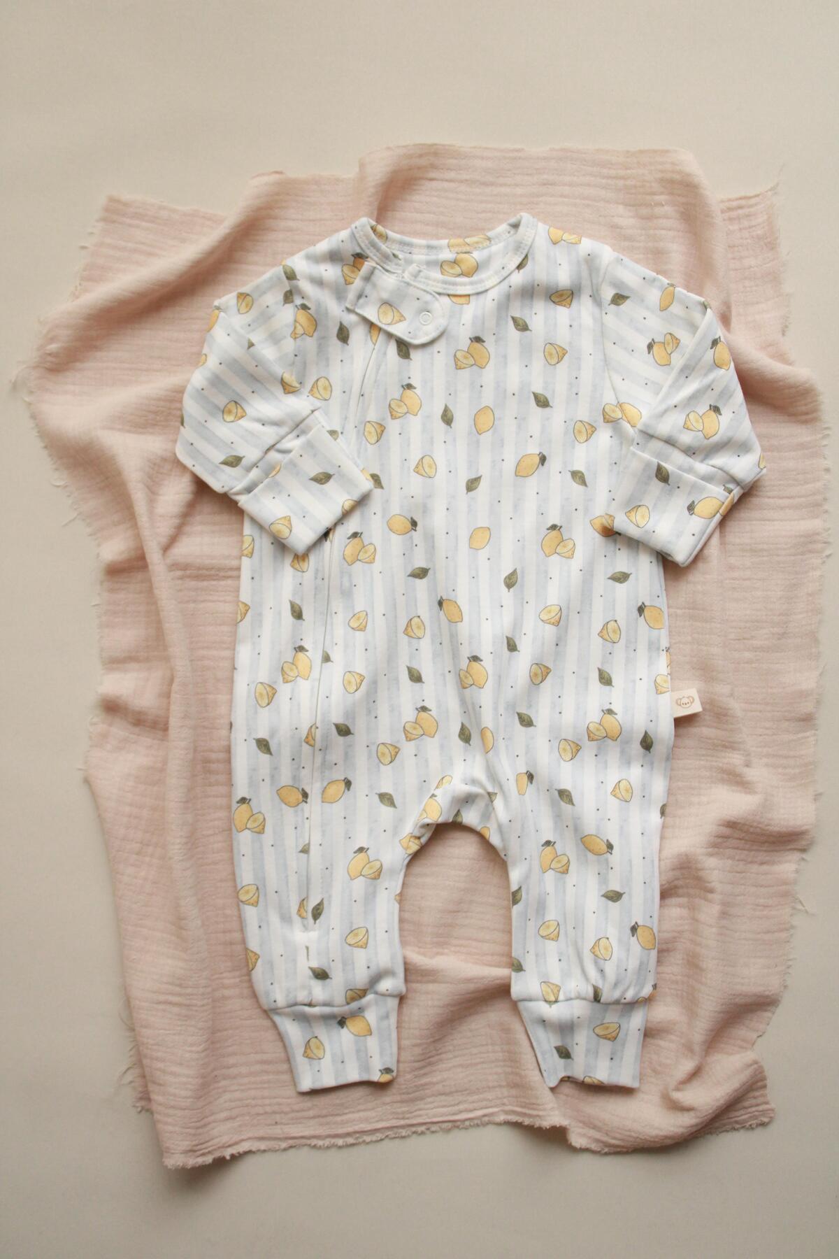 Lemon Baby Fluff Series Zippered Jumpsuit