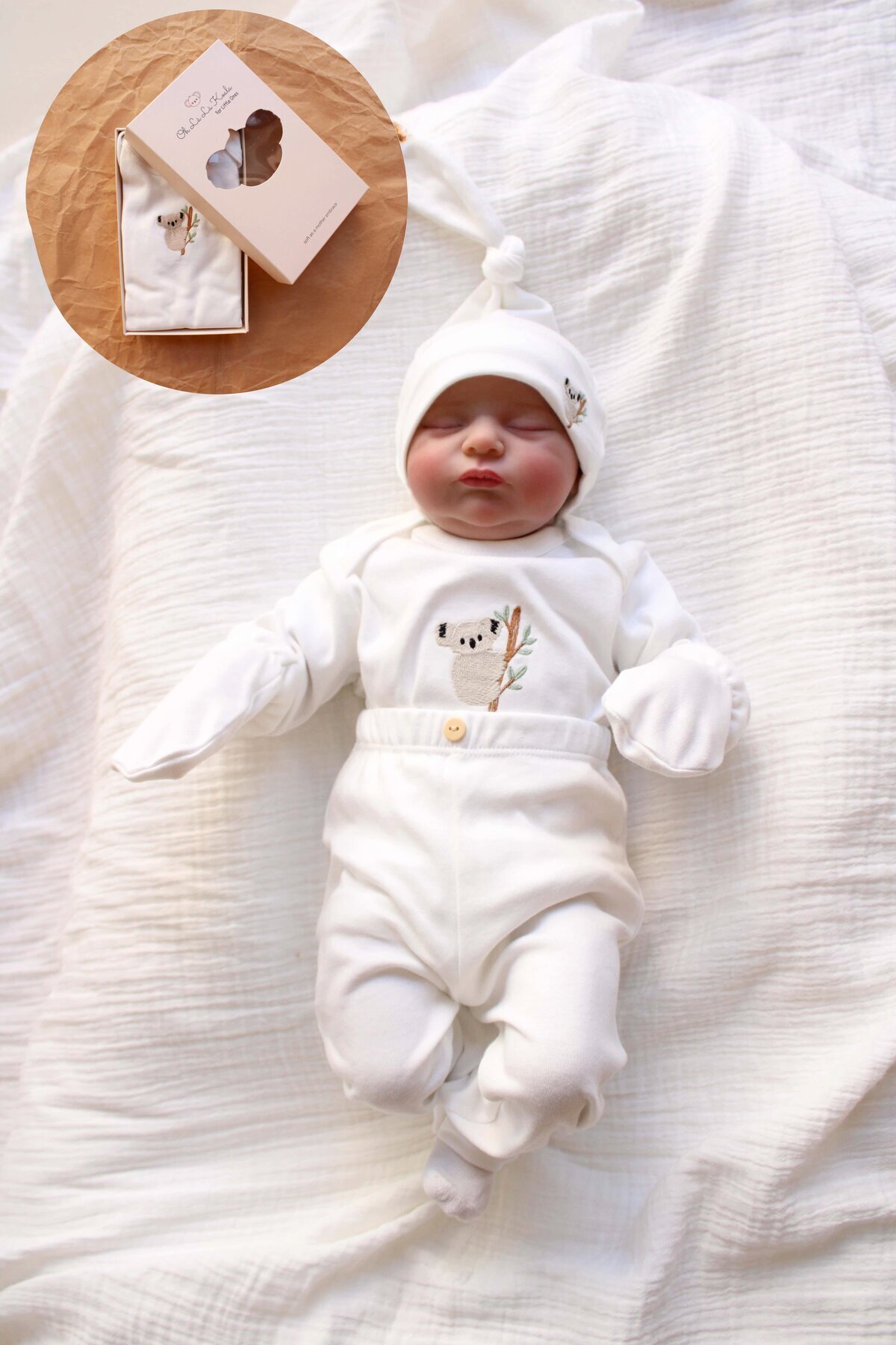 OhlalaKoala Koala Nakışlı 5li Uzun Kollu Yenidoğan Set (0-3 Ay) fotoğrafı 2 (önizleme)