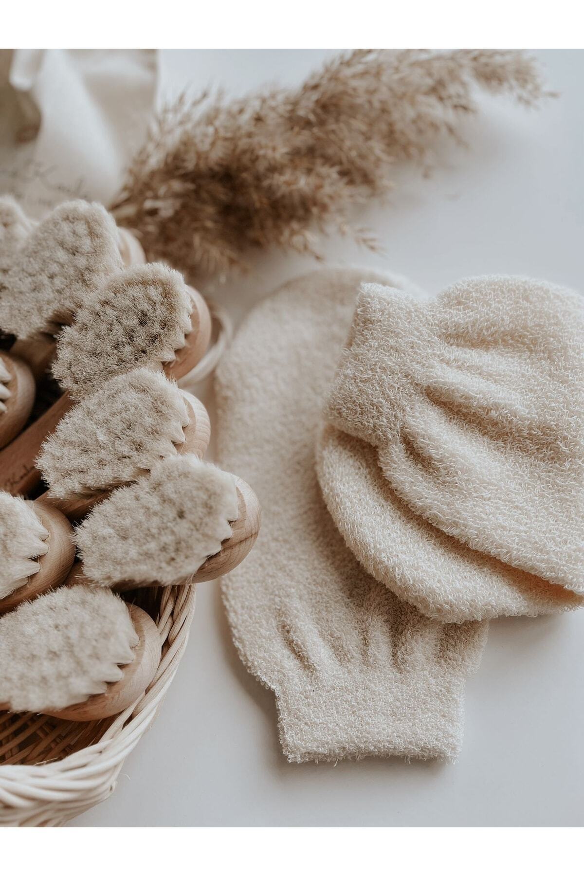 OhlalaKoala Doğal Keçi Kılı Ahşap Bebek Fırçası Ve Pamuk Bebek Banyo Kesesi 2li Set fotoğrafı 6 (önizleme)