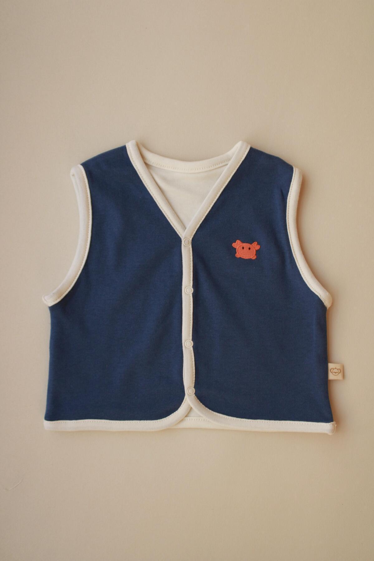 Crab Embroidered Double Sided Vest
