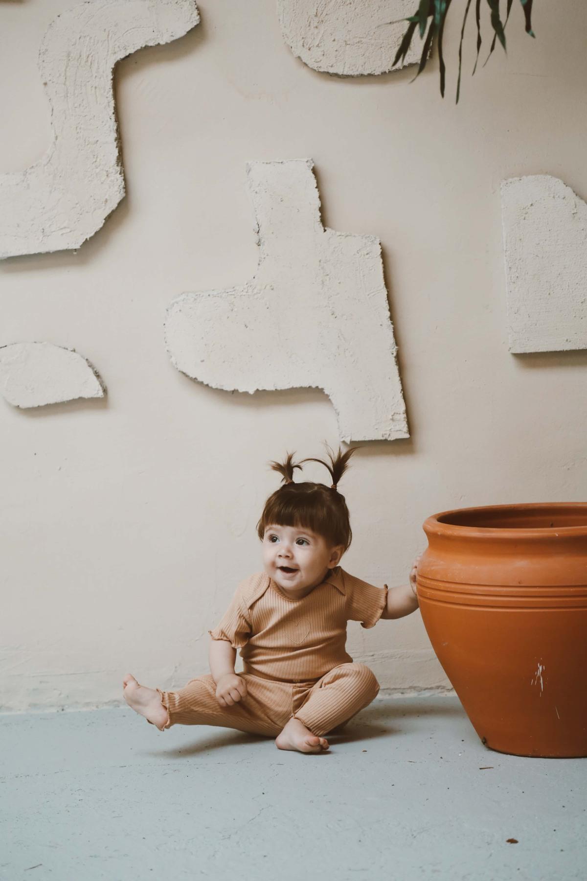 OhlalaKoala Kalp Nakışlı Fitilli Kısa Kollu Body Tayt Set fotoğrafı 4 (önizleme)