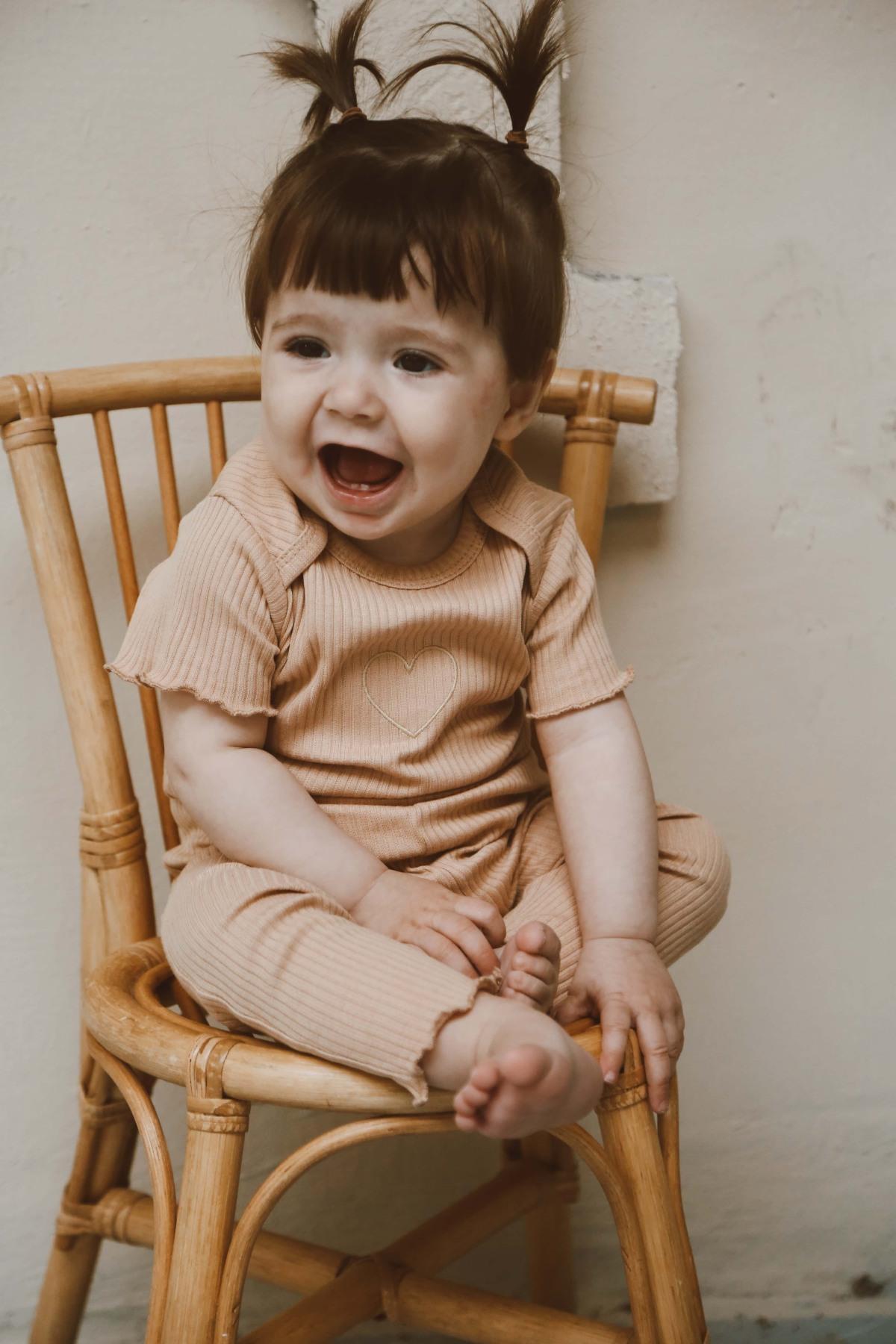 OhlalaKoala Kalp Nakışlı Fitilli Kısa Kollu Body Tayt Set fotoğrafı 2 (önizleme)