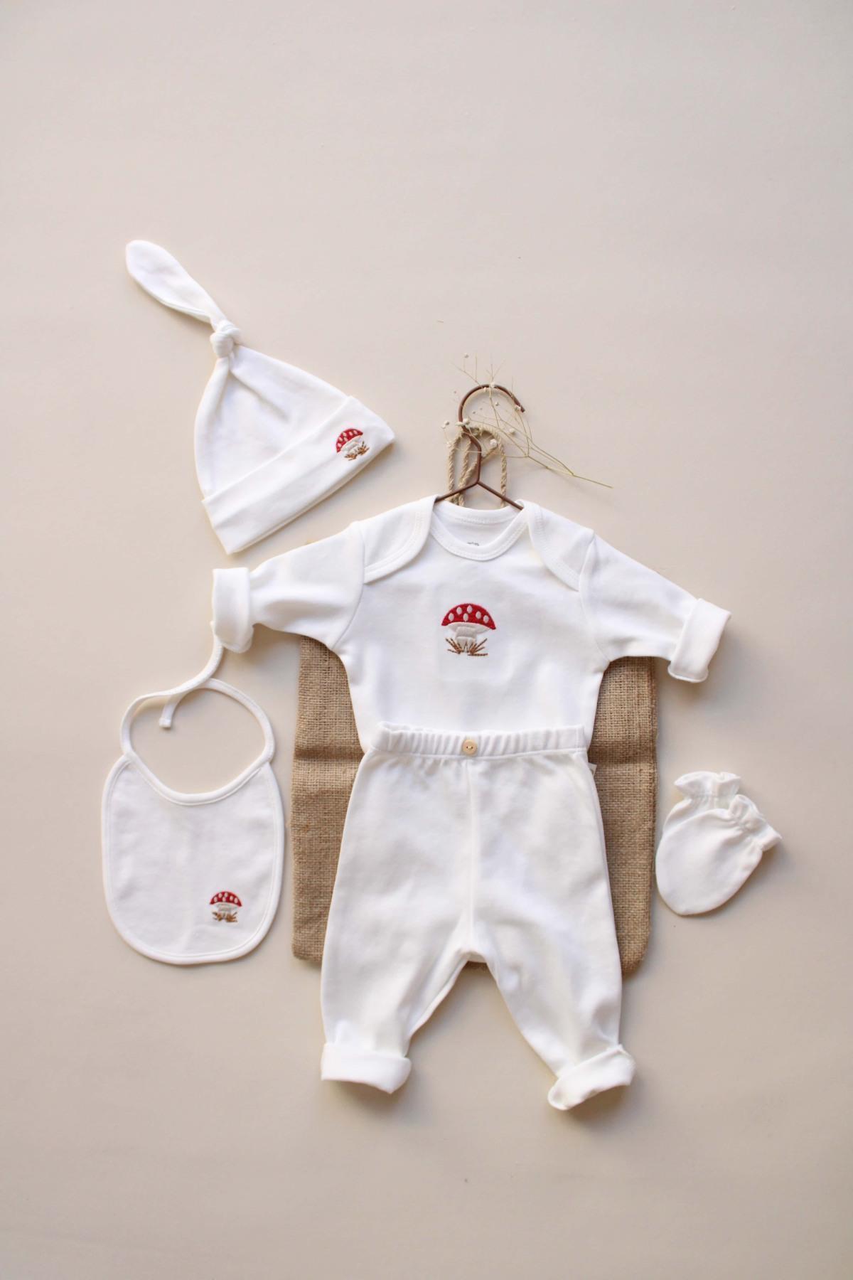 OhlalaKoala Mantar Nakışlı 5li Uzun Kollu Yenidoğan Set (0-3 Ay) fotoğrafı 7 (önizleme)